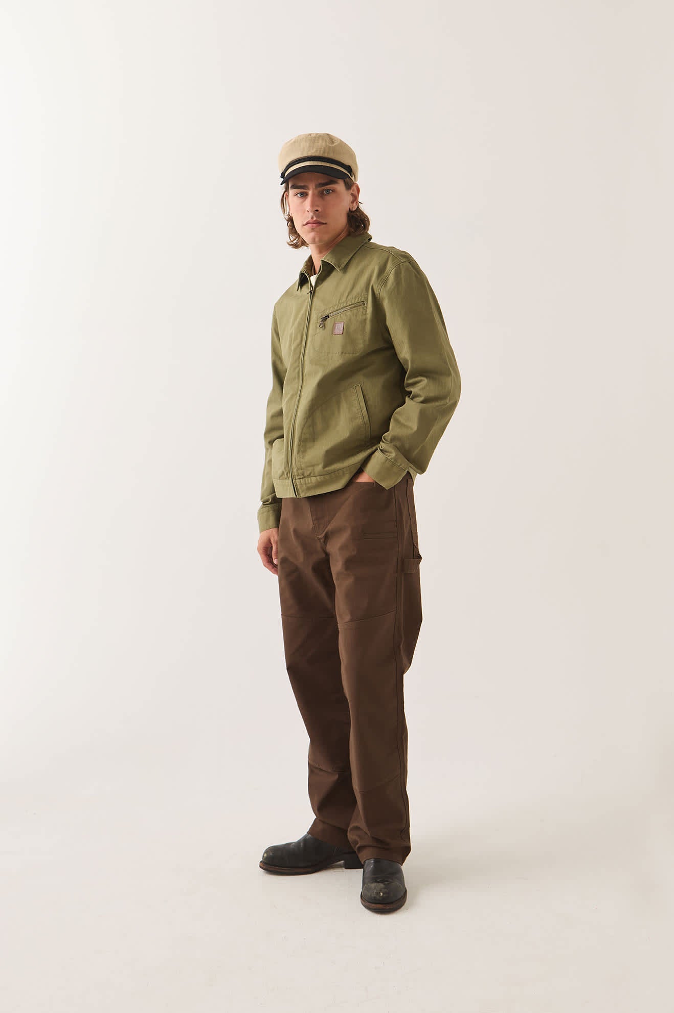 brixton-mechanic-garage-zip-jacke-olive-surplus-canvas image 5