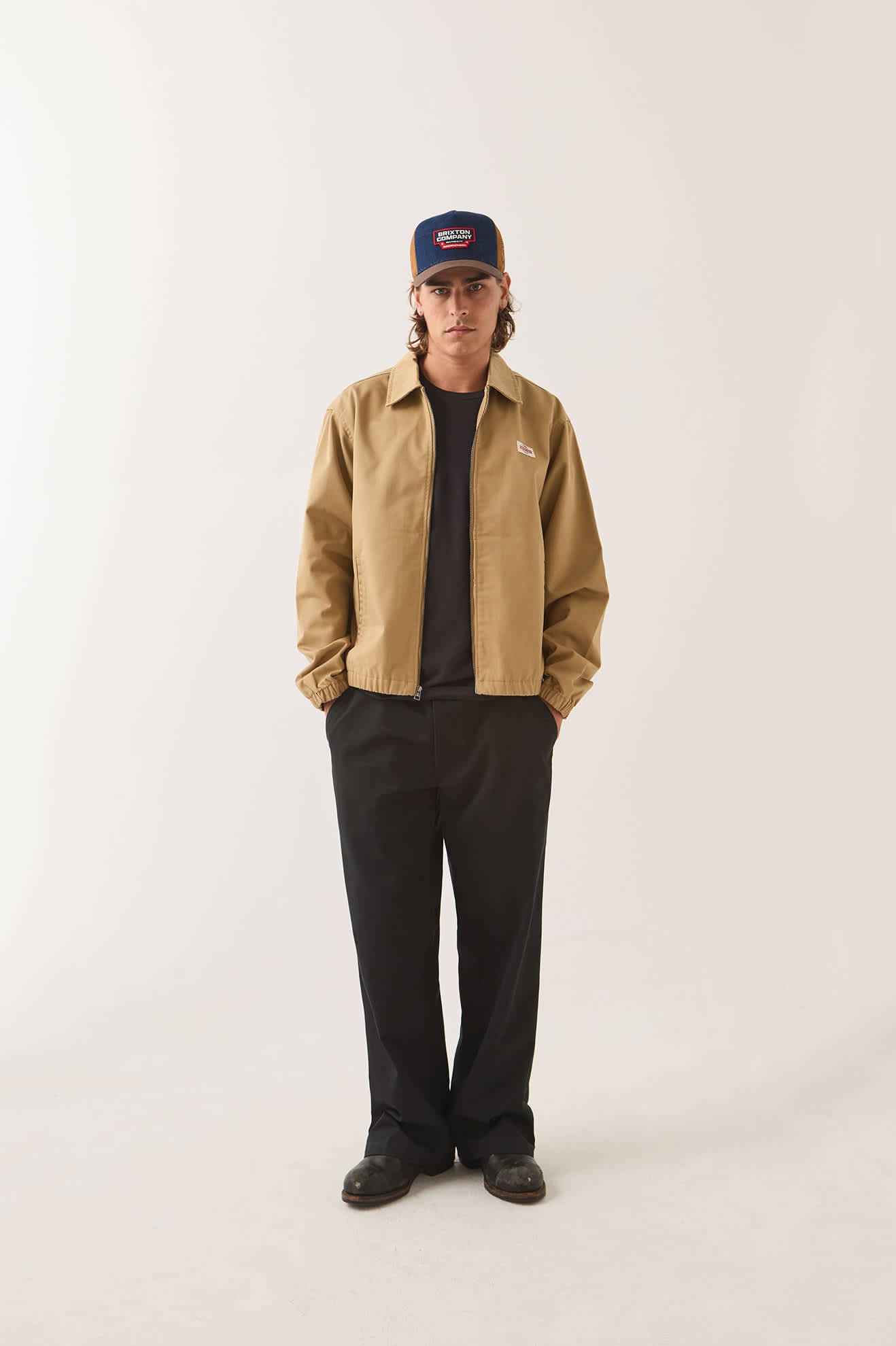 brixton-trademark-garage-zip-jacke-british-khaki image 2