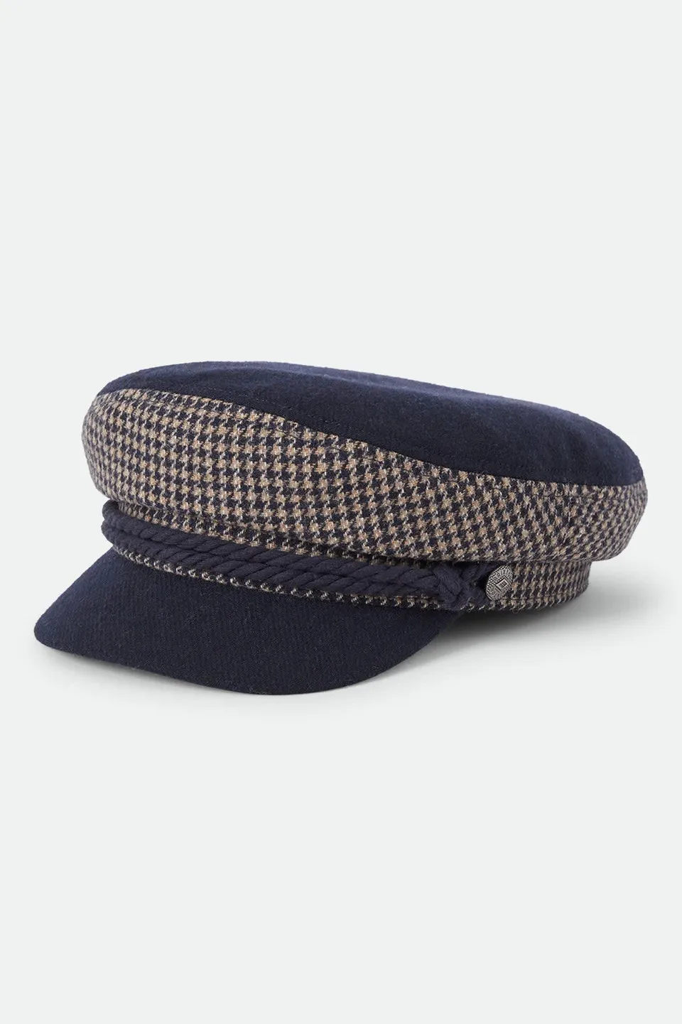 brixton-fiddler-fisherman-cap-navy-sand-houndstooth image 1