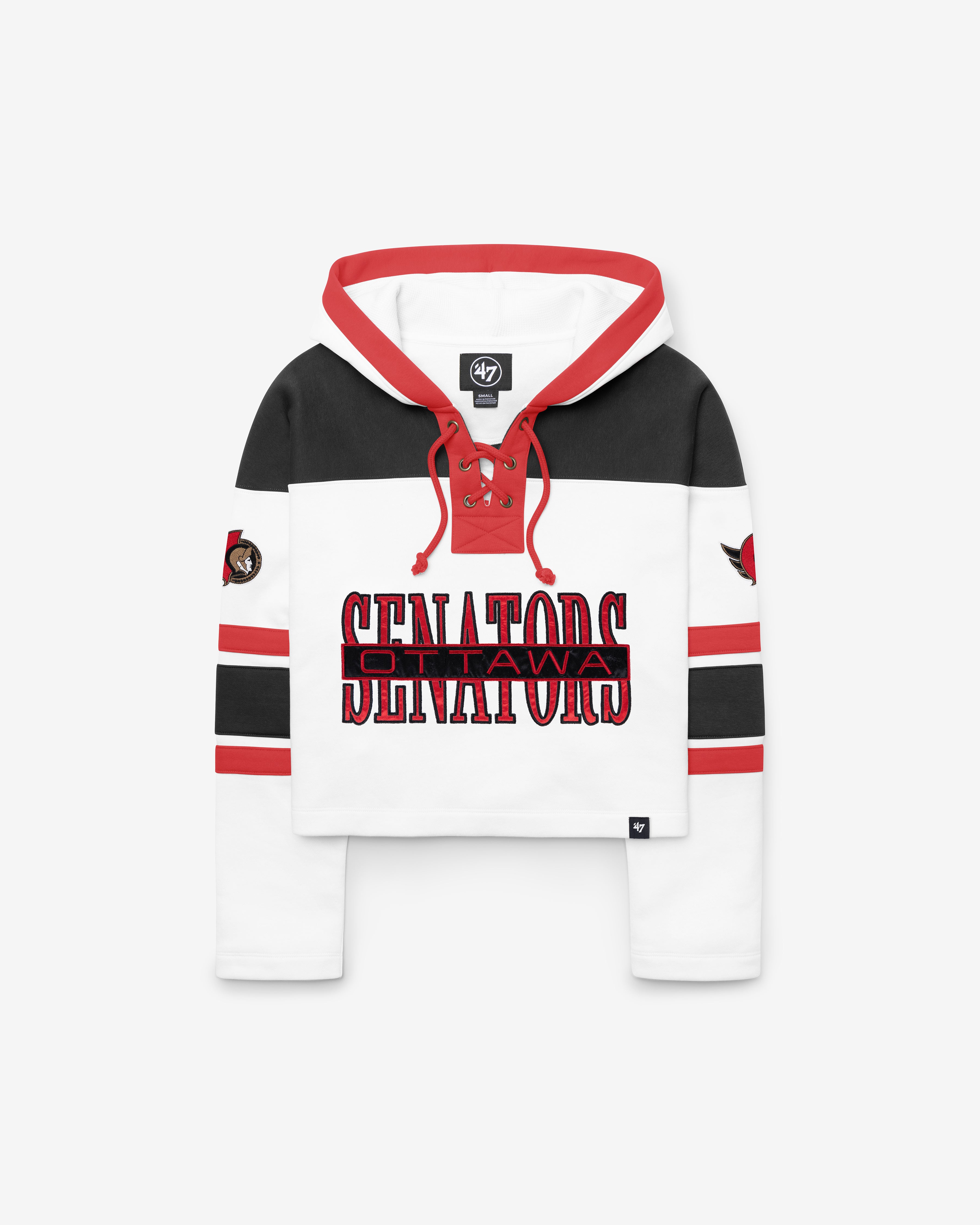 47-brand-ottawa-senators-cut-thru-cropped-lacer-hoodie-white-wash image 1