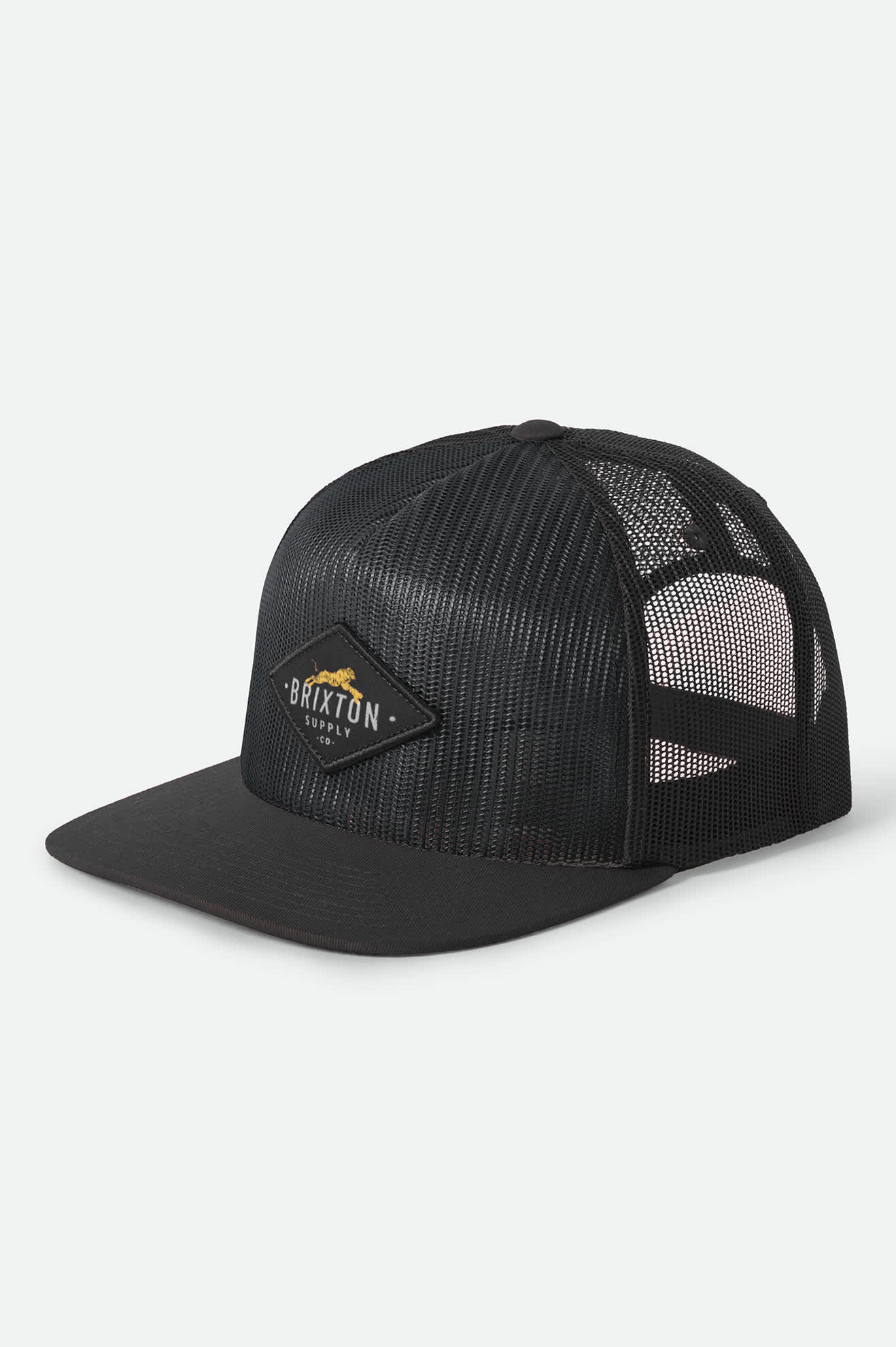 brixton-leaper-trucker-cap-black-black-mesh-snapback image 1
