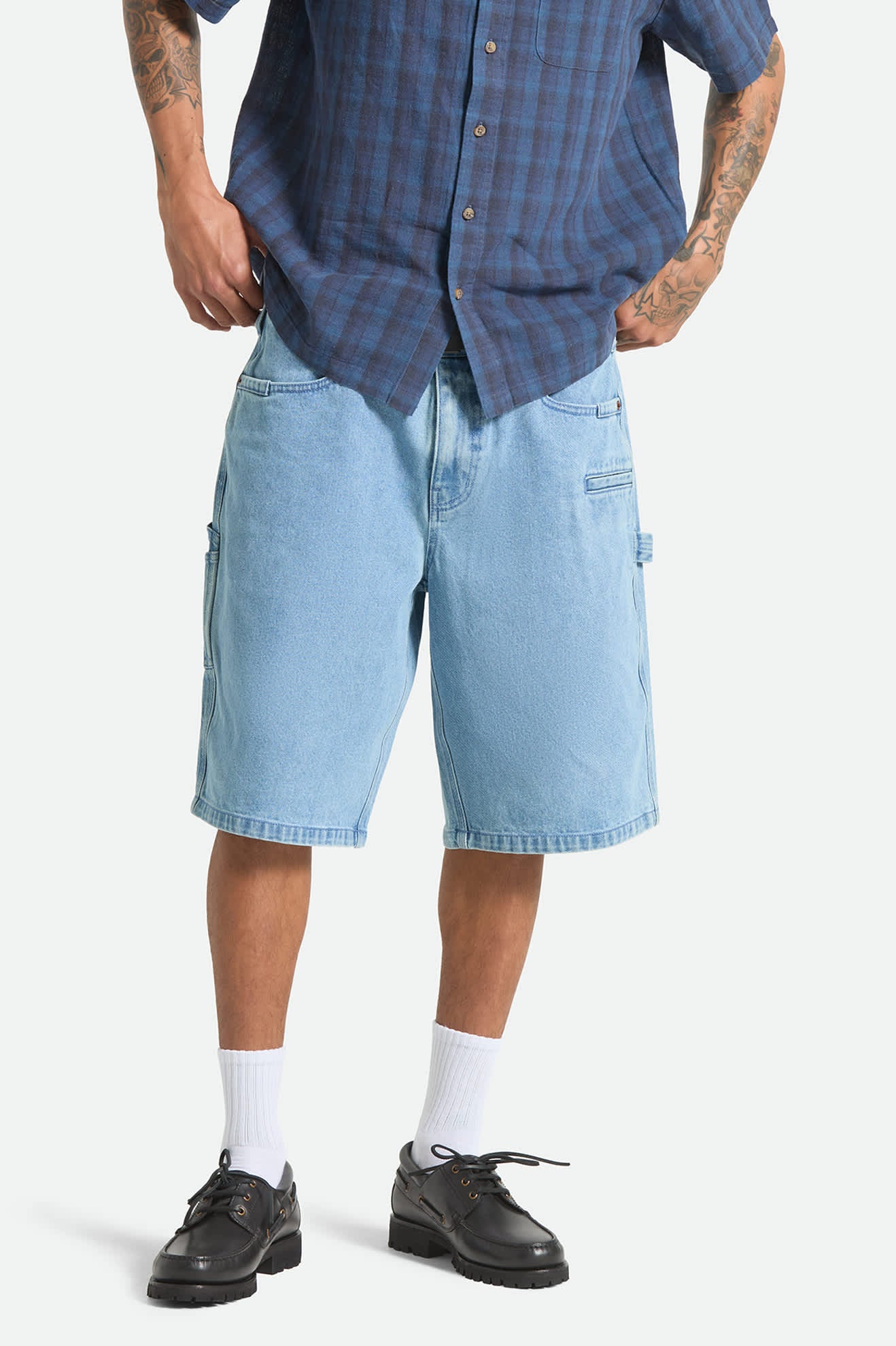 brixton-builders-carpenter-baggy-short-denim-blau image 2