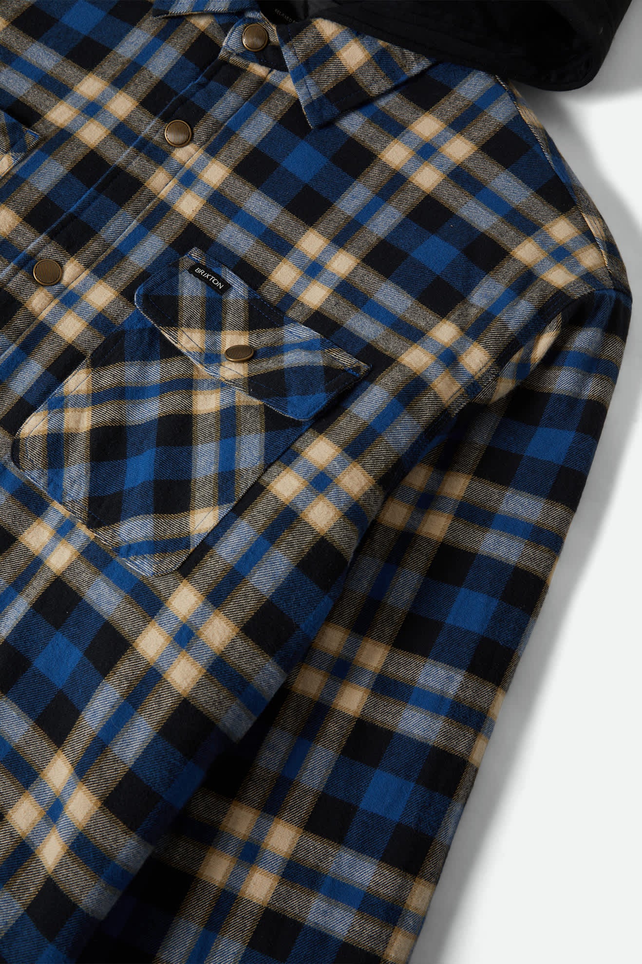 brixton-bowery-quilted-hooded-flannel-navy-cream image 7