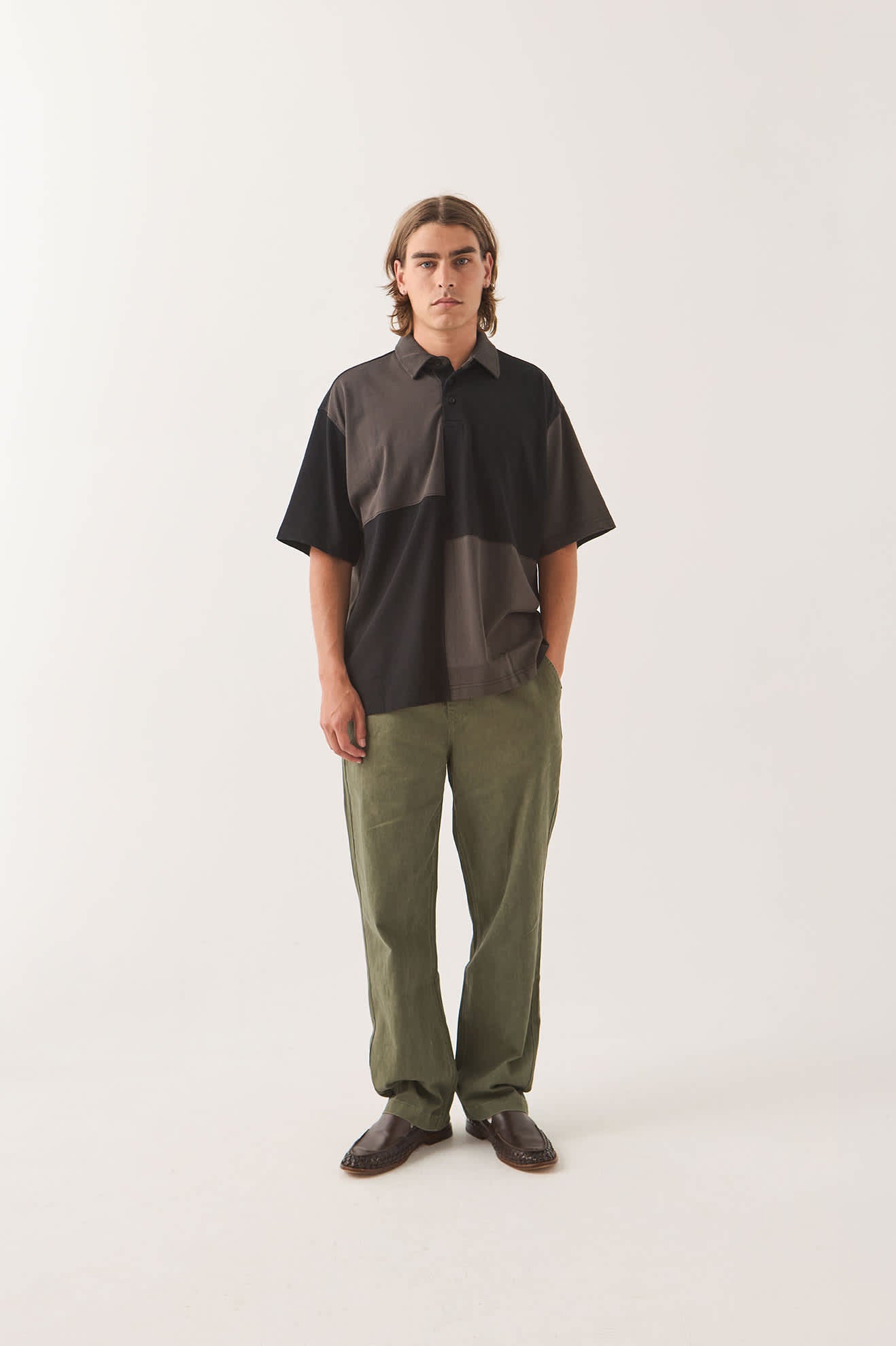 brixton-deco-relaxed-polo-t-shirt-washed-black-baumwolle image 2
