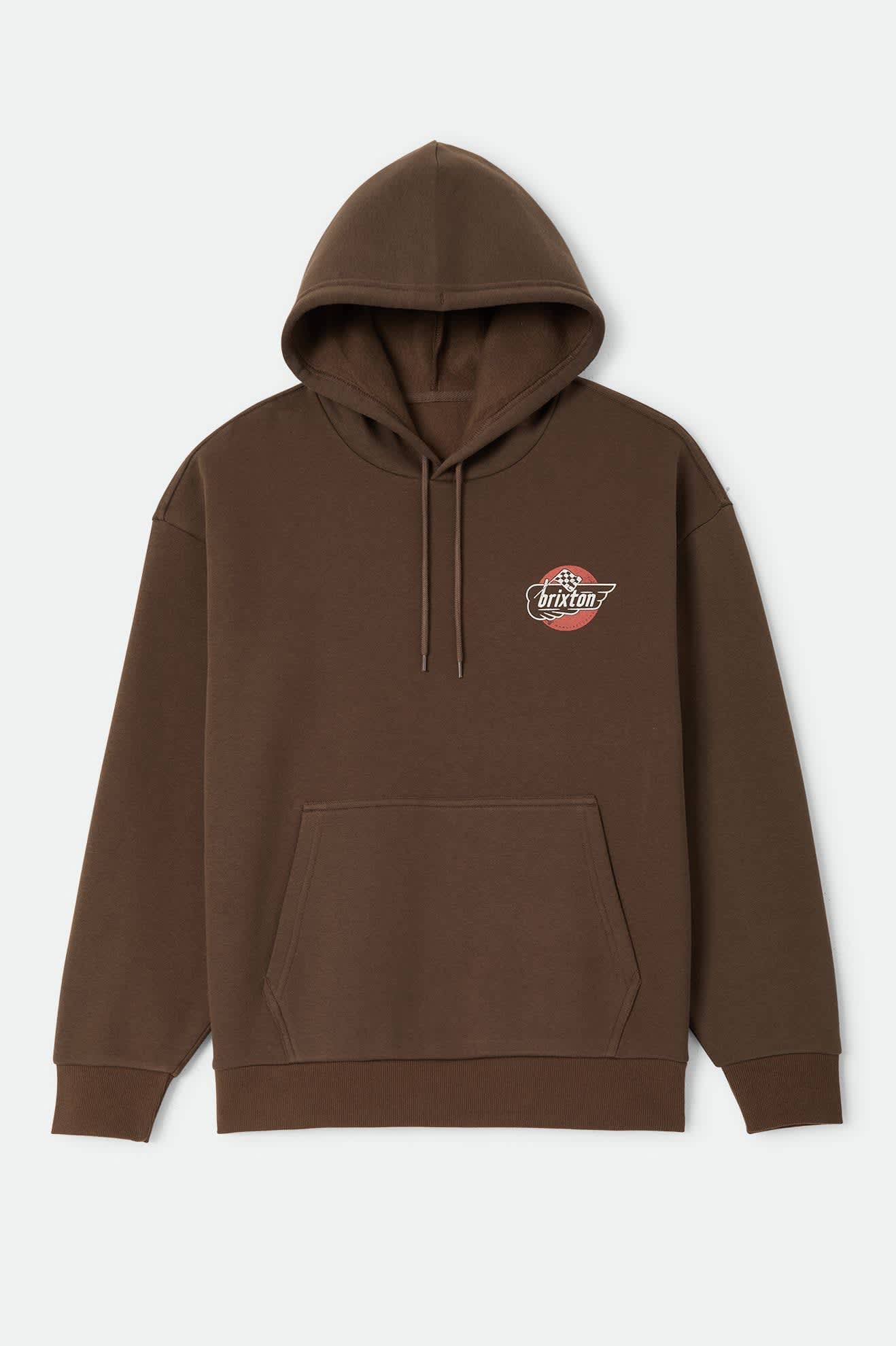brixton-heyward-hood-hoodie-walnut-brown-fleece-print image 1