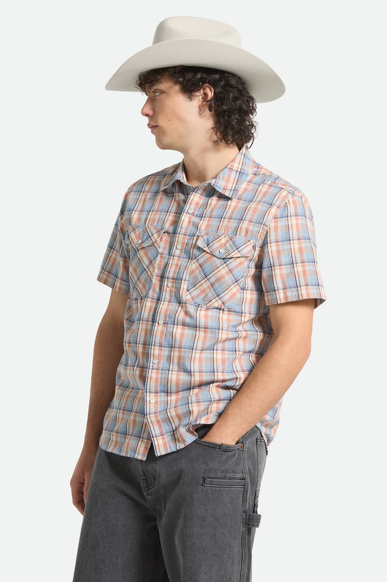 brixton-breezy-wayne-kurzarm-hemd-blue-multi-plaid-karo image 3