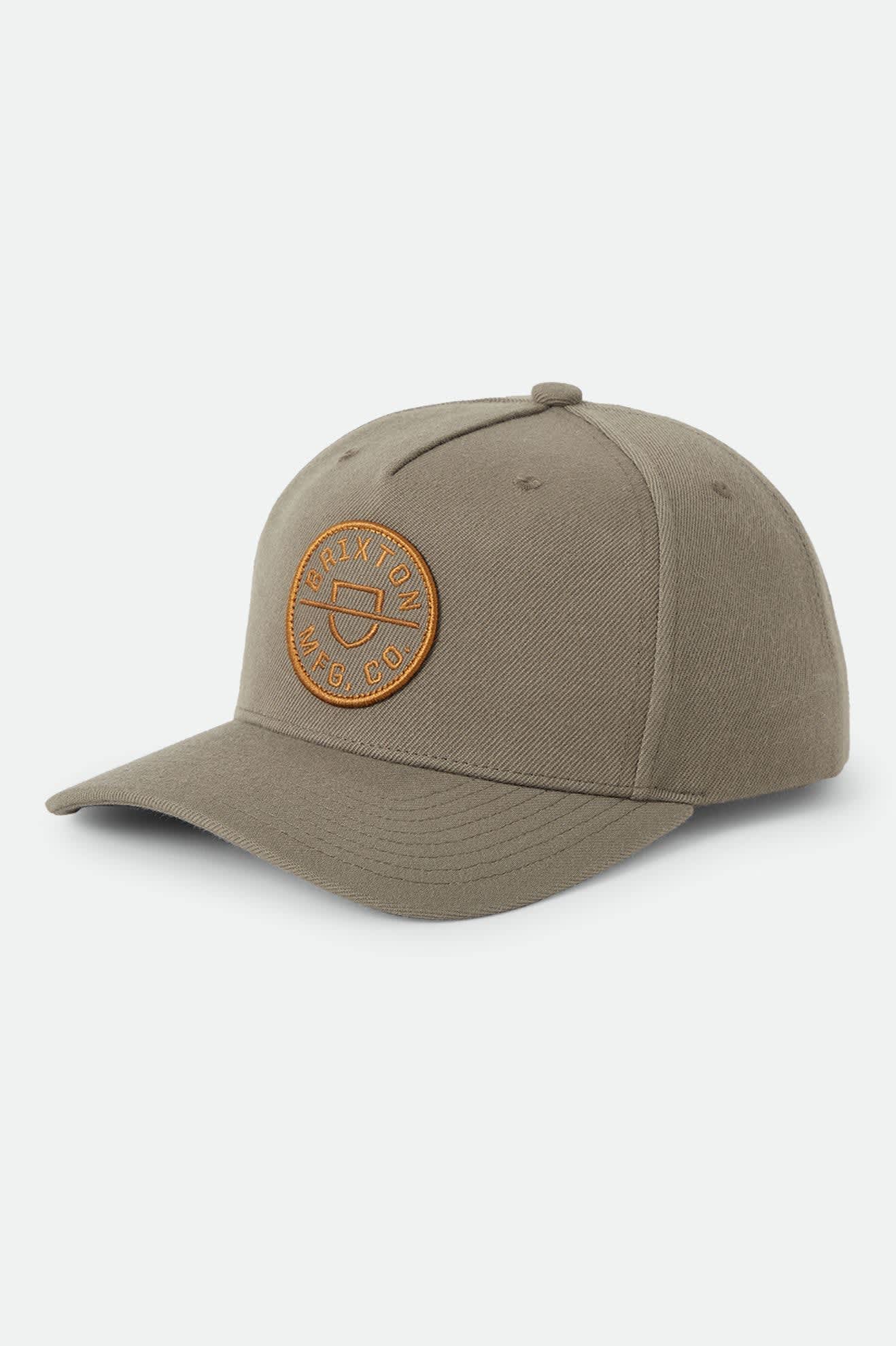 brixton-crest-snapback-cap-dark-olive-patch image 1