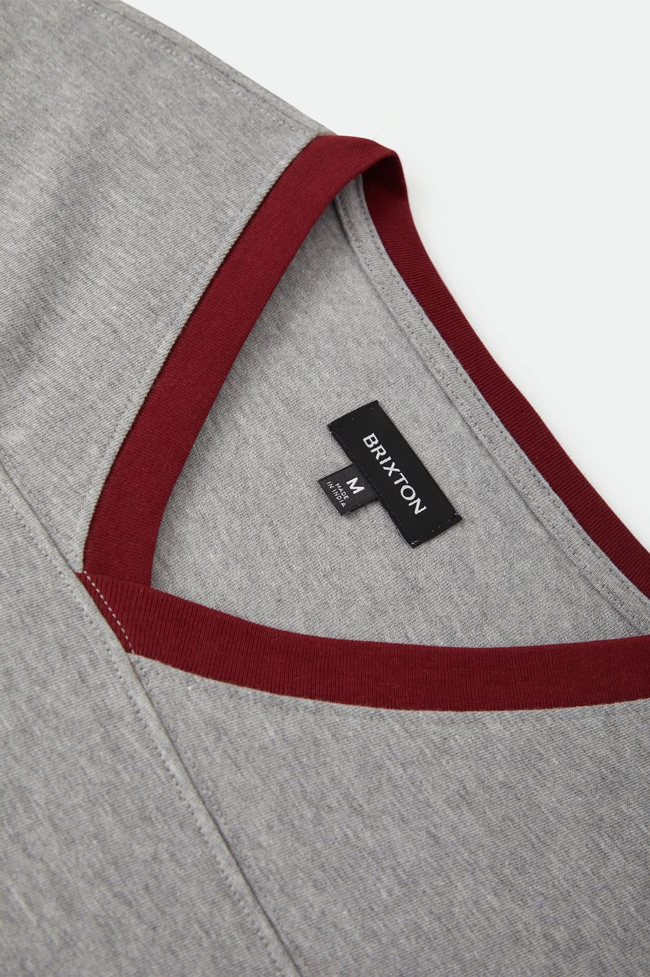 brixton-football-t-shirt-heather-grey-maroon-v-neck image 6