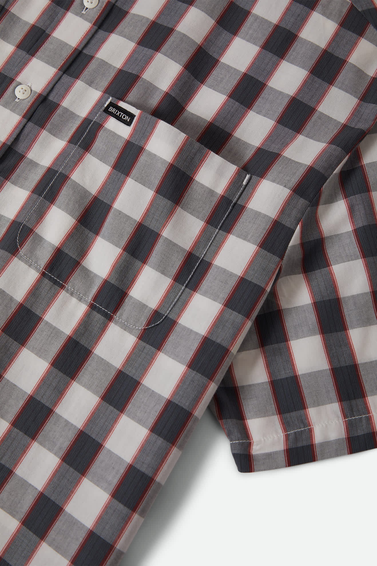 brixton-cru-plaid-kurzarmhemd-schwarz-off-white-rot-karohemd image 3