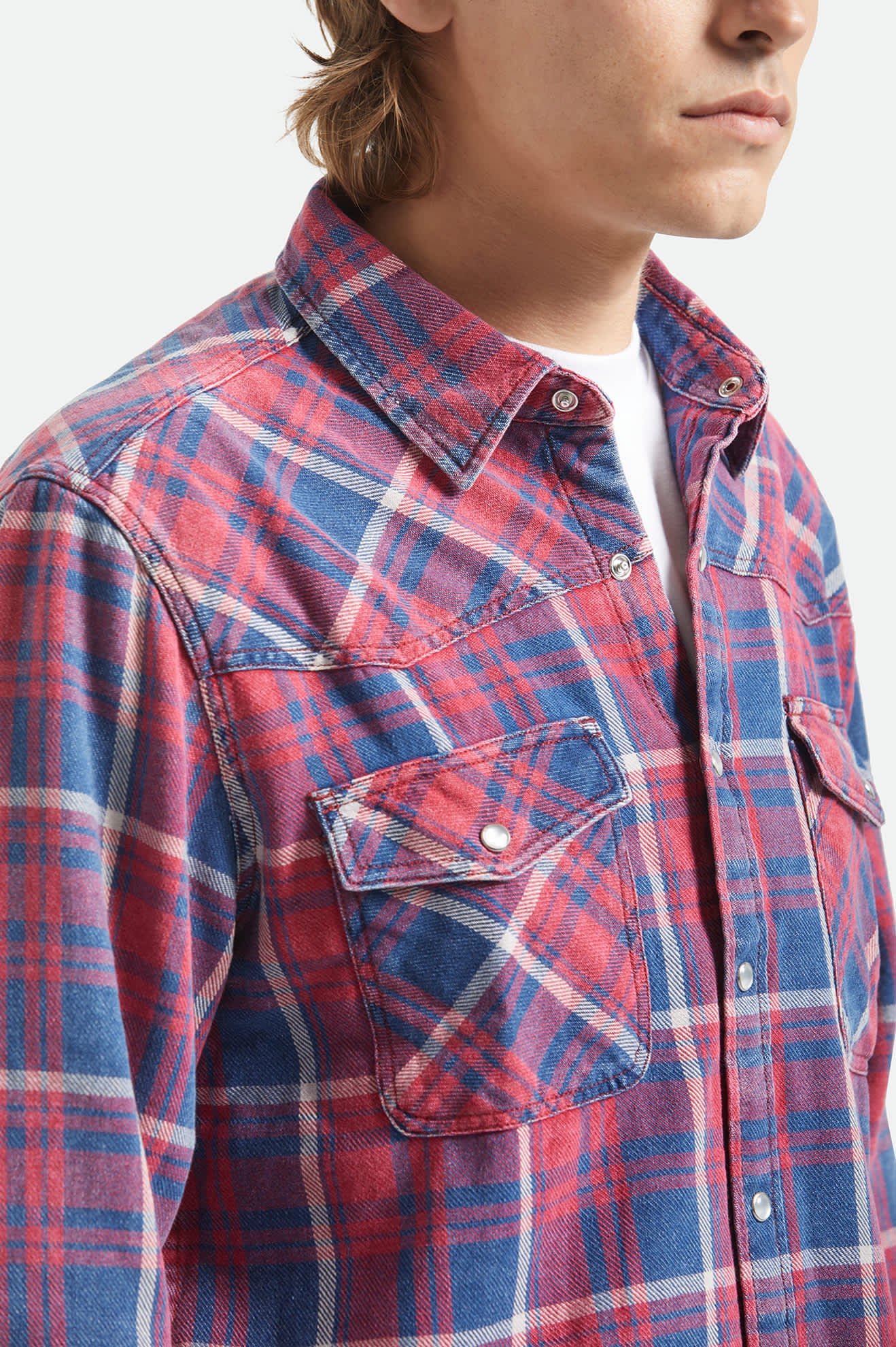 brixton-waylon-overshirt-denim-plaid-kariert-leicht image 5