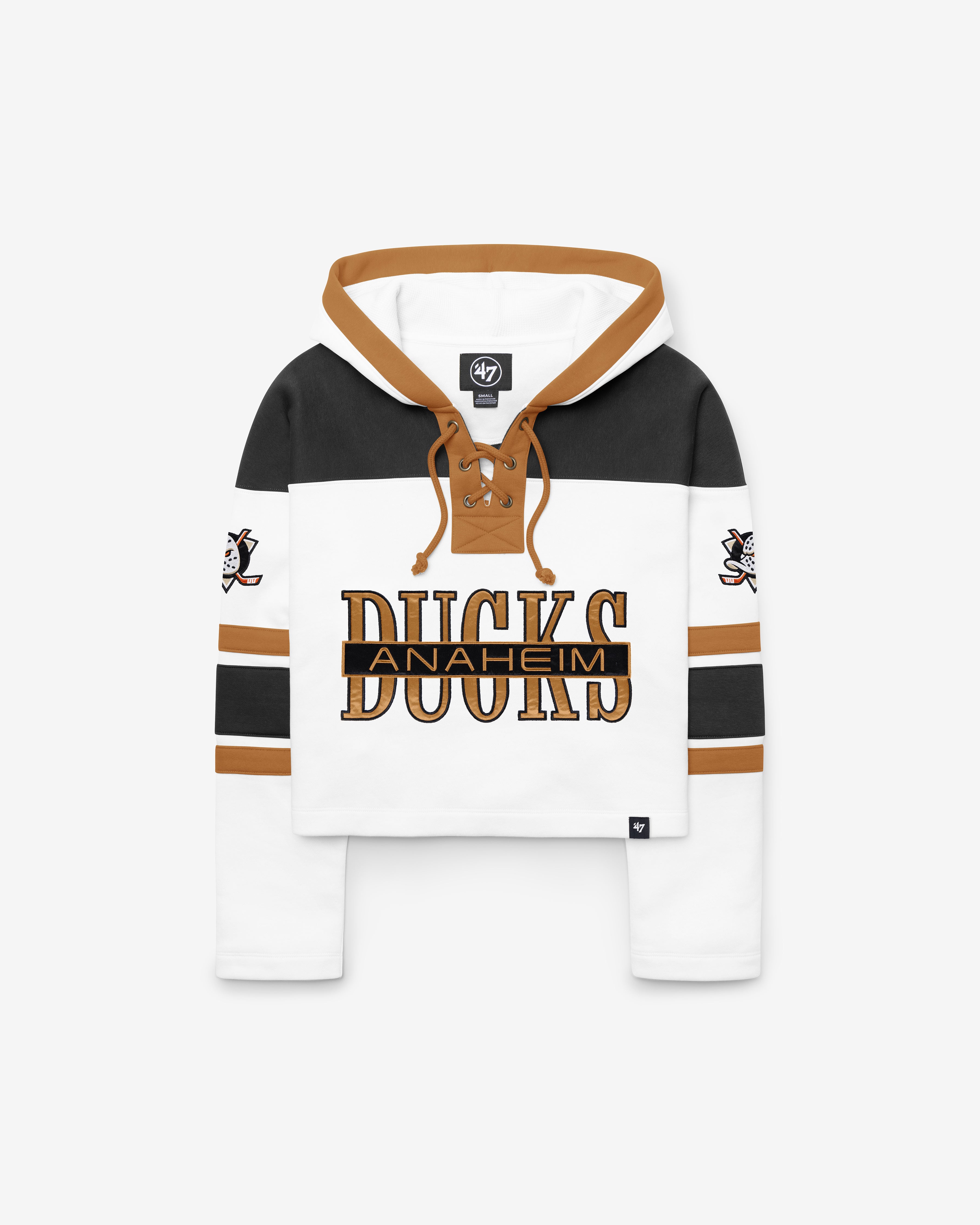 47-lacer-anaheim-ducks-cut-thru-cropped-hoodie-white-wash image 1