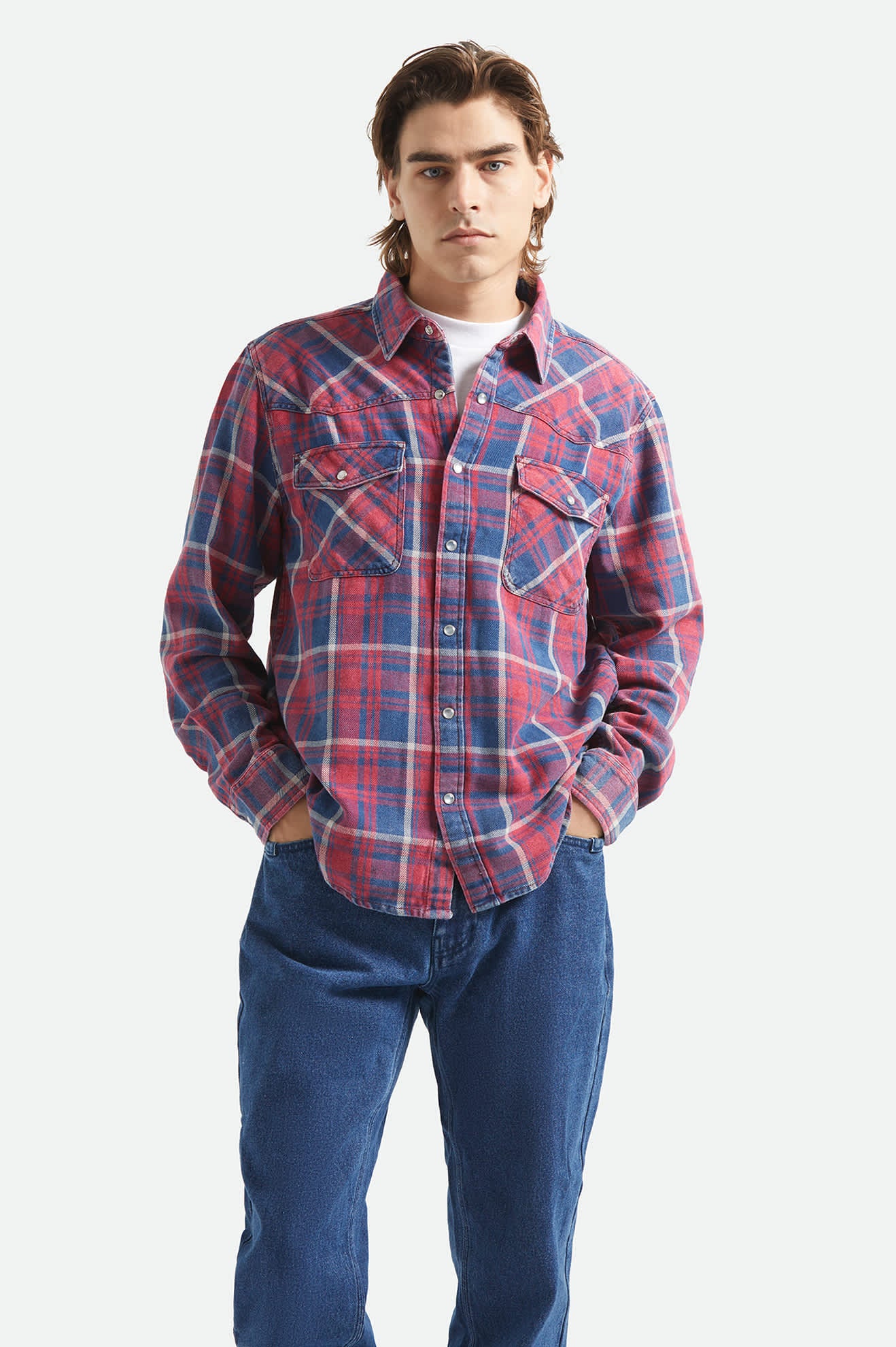 brixton-waylon-overshirt-denim-plaid-kariert-leicht image 2