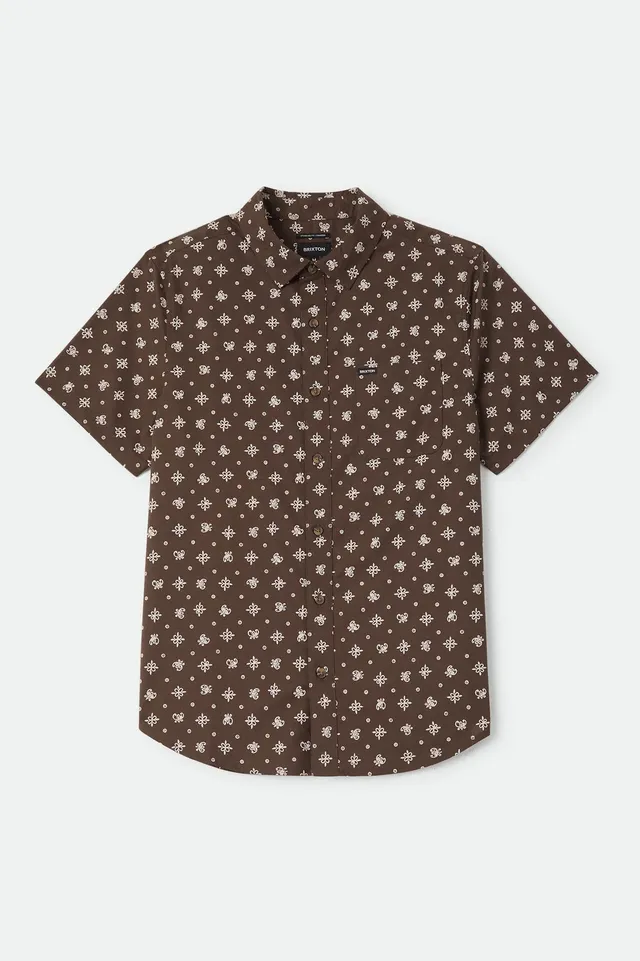 brixton-charter-print-kurzarmhemd-walnut-brown-bandana image 1