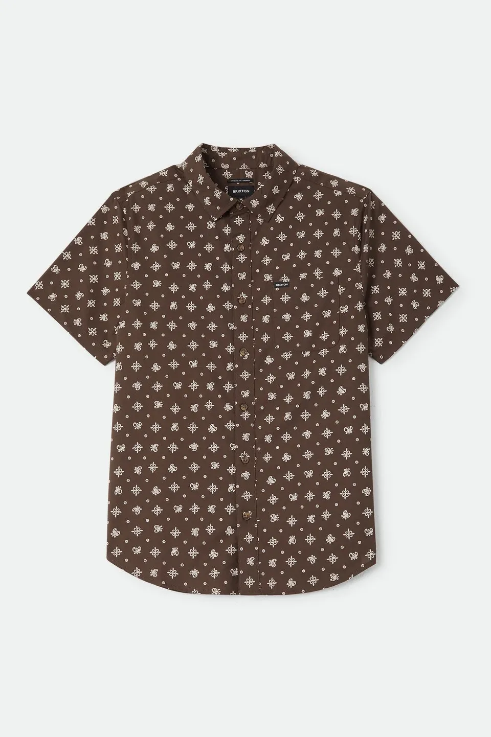 brixton-charter-print-kurzarmhemd-walnut-brown-bandana image 1