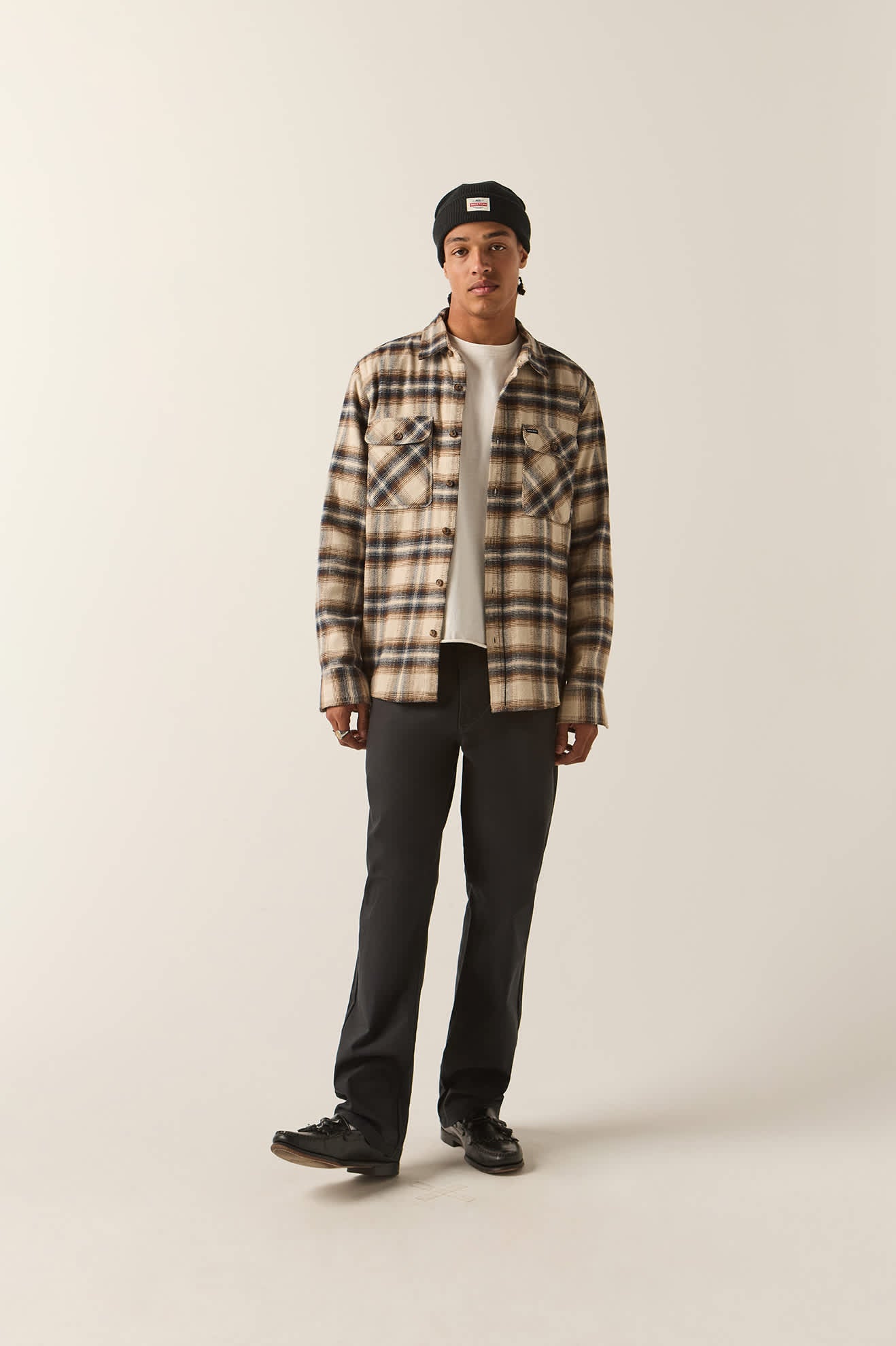 brixton-bowery-flanellhemd-soft-brown-plaid-kariert image 2