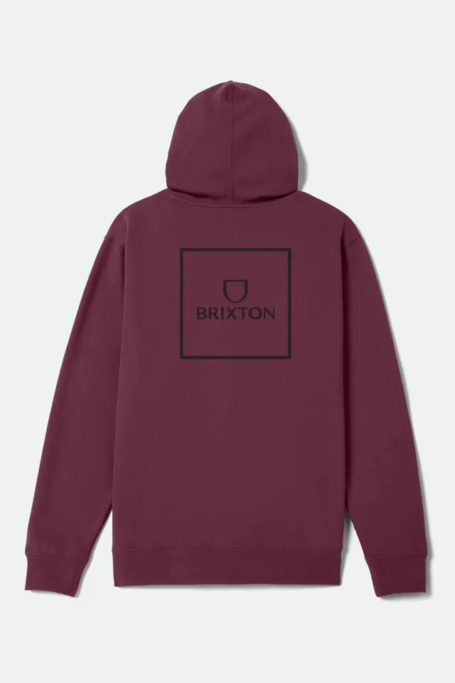 brixton-alpha-square-hoodie-maroon-black-baumwolle image 1