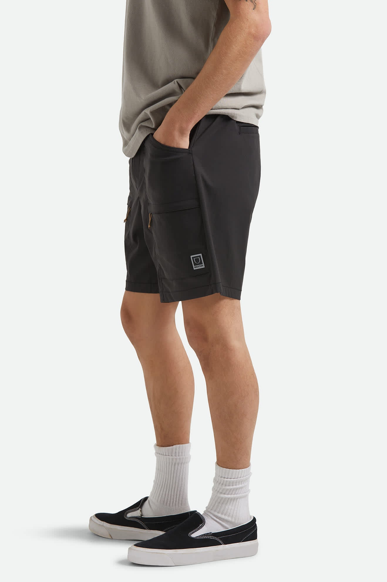brixton-journey-utility-short-herren-schwarz-ripstop image 3