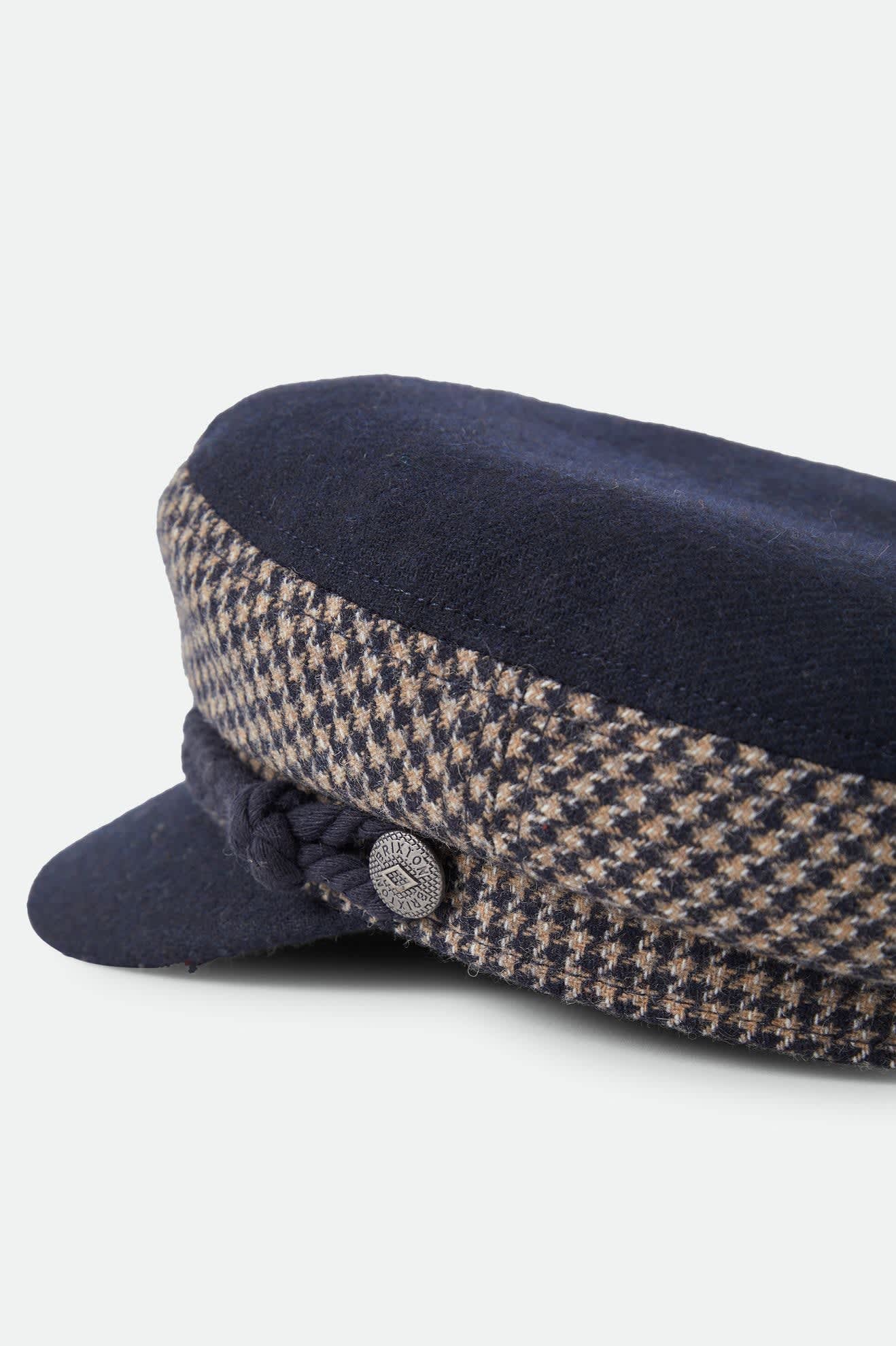 brixton-fiddler-fisherman-cap-navy-sand-houndstooth image 7