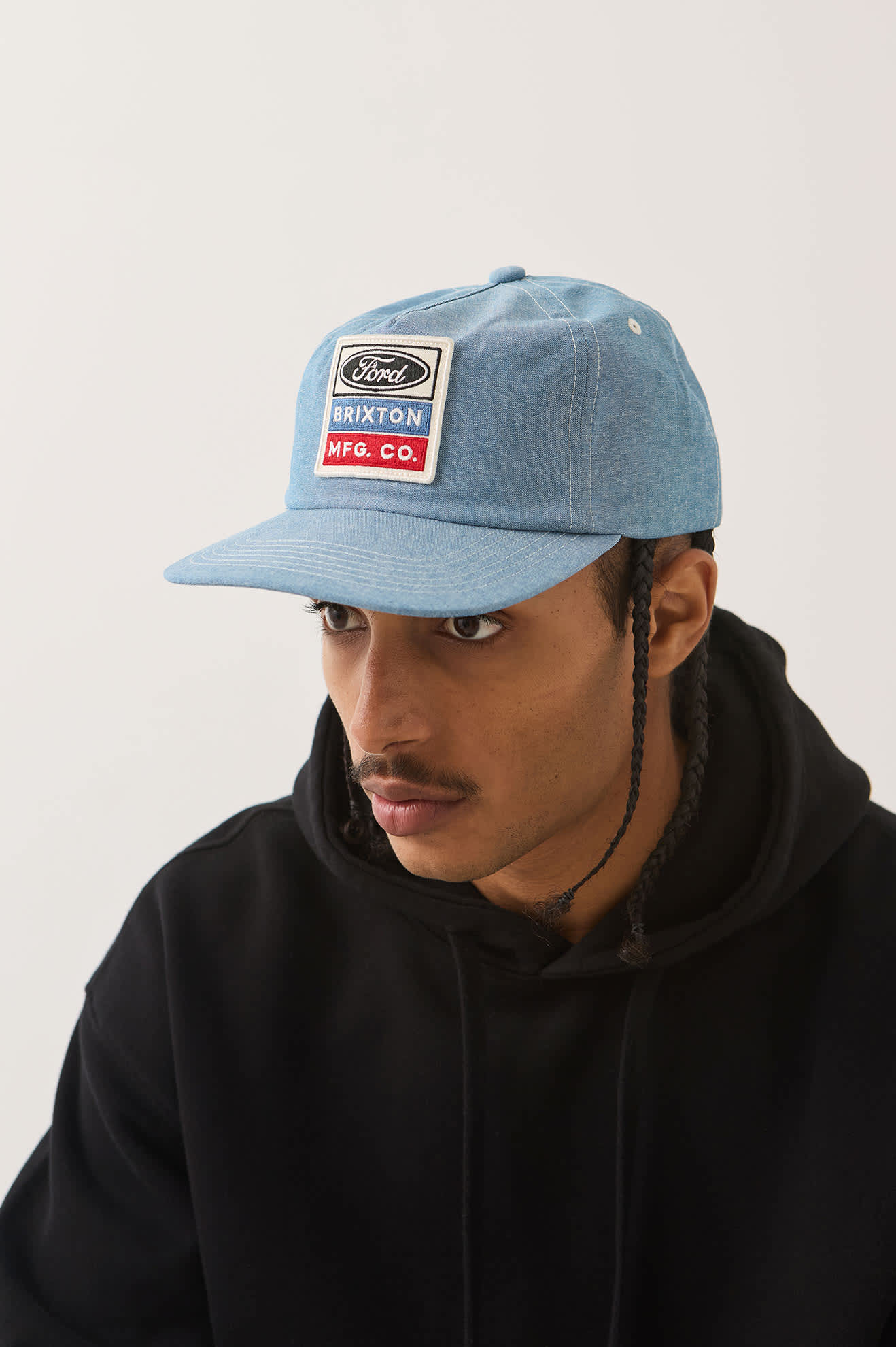 brixton-ford-service-dept-snapback-cap-blue-chambray-baumwolle image 4