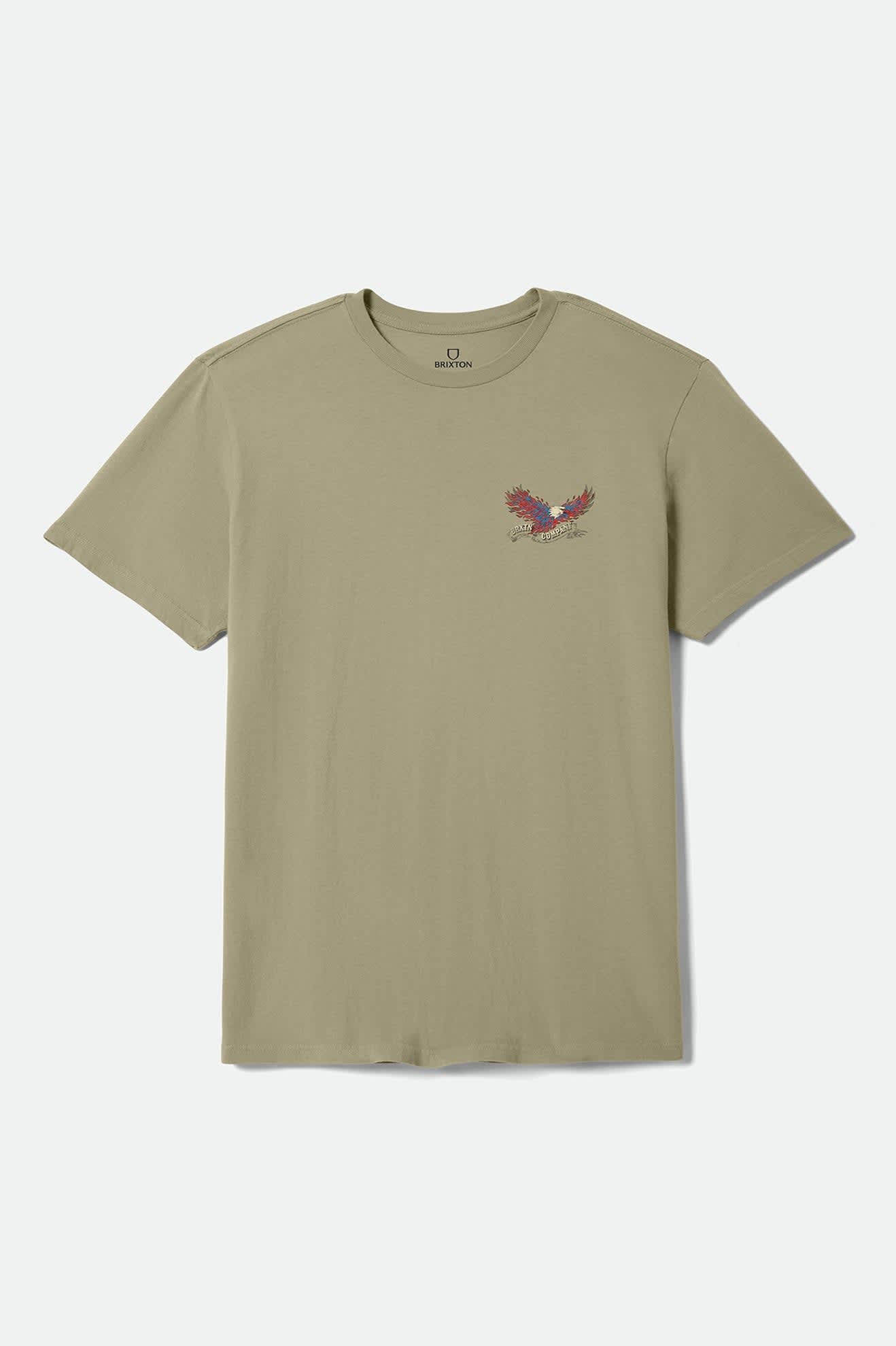 brixton-blazing-standard-t-shirt-olive-surplus-worn-wash-print image 1