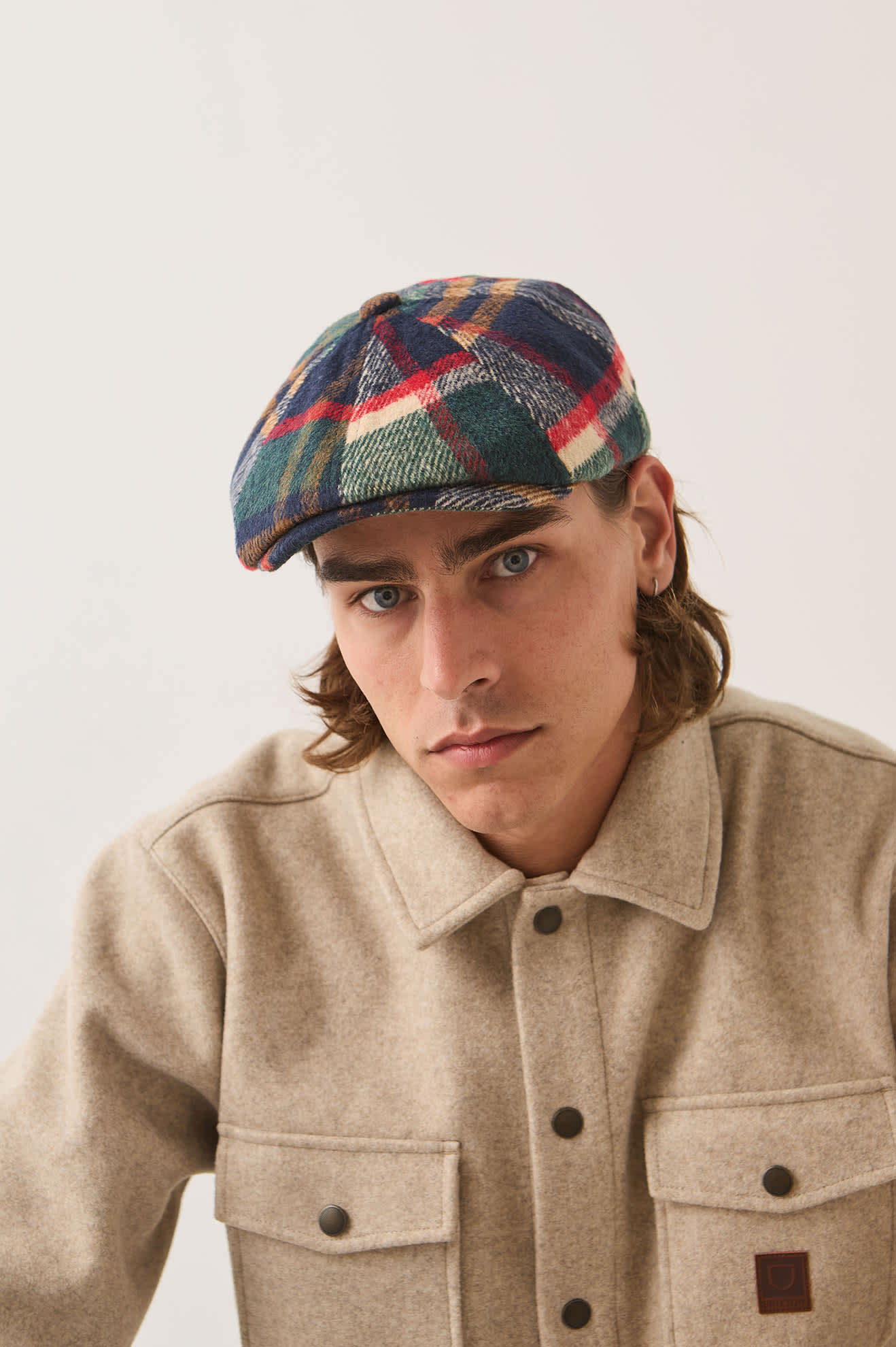 brixton-brood-newsboy-cap-navy-green-red-creme-karo image 2