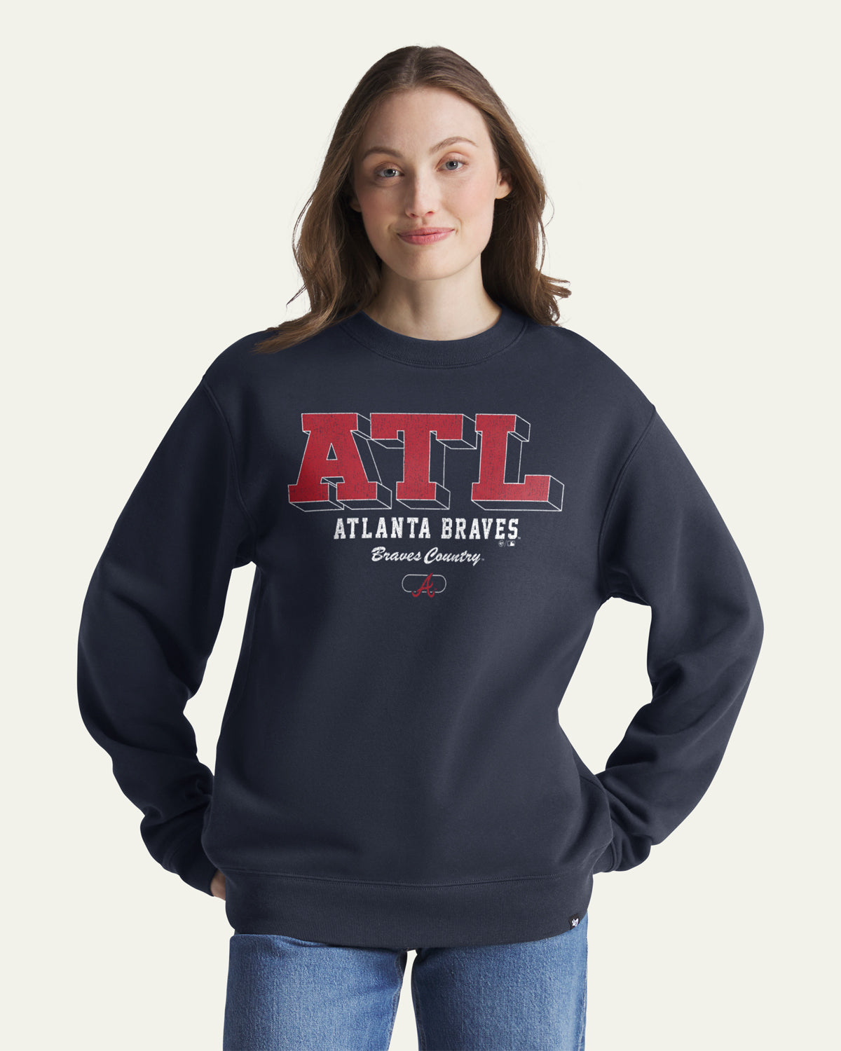 47-brand-headline-atlanta-braves-sweatshirt-navy image 3