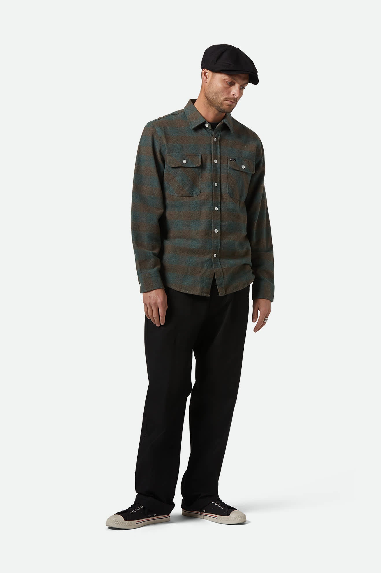 brixton-brood-newsboy-cap-schieberm-tze-schwarz-fischgrat image 2