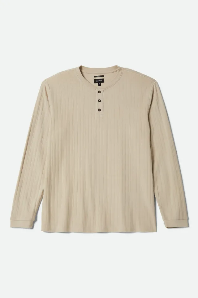 brixton-vintage-ribbed-henley-langarm-beige-baumwolle image 1