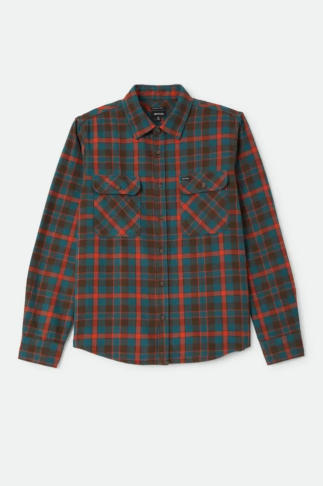 brixton-bowery-flanellhemd-walnut-brown-ultra-marine image 1