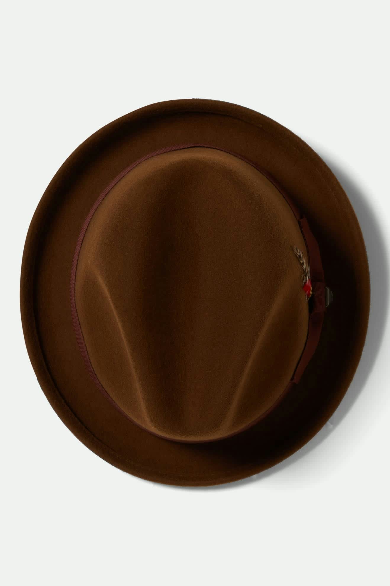 brixton-gain-fedora-hut-coffee-chestnut-filz-feder image 4