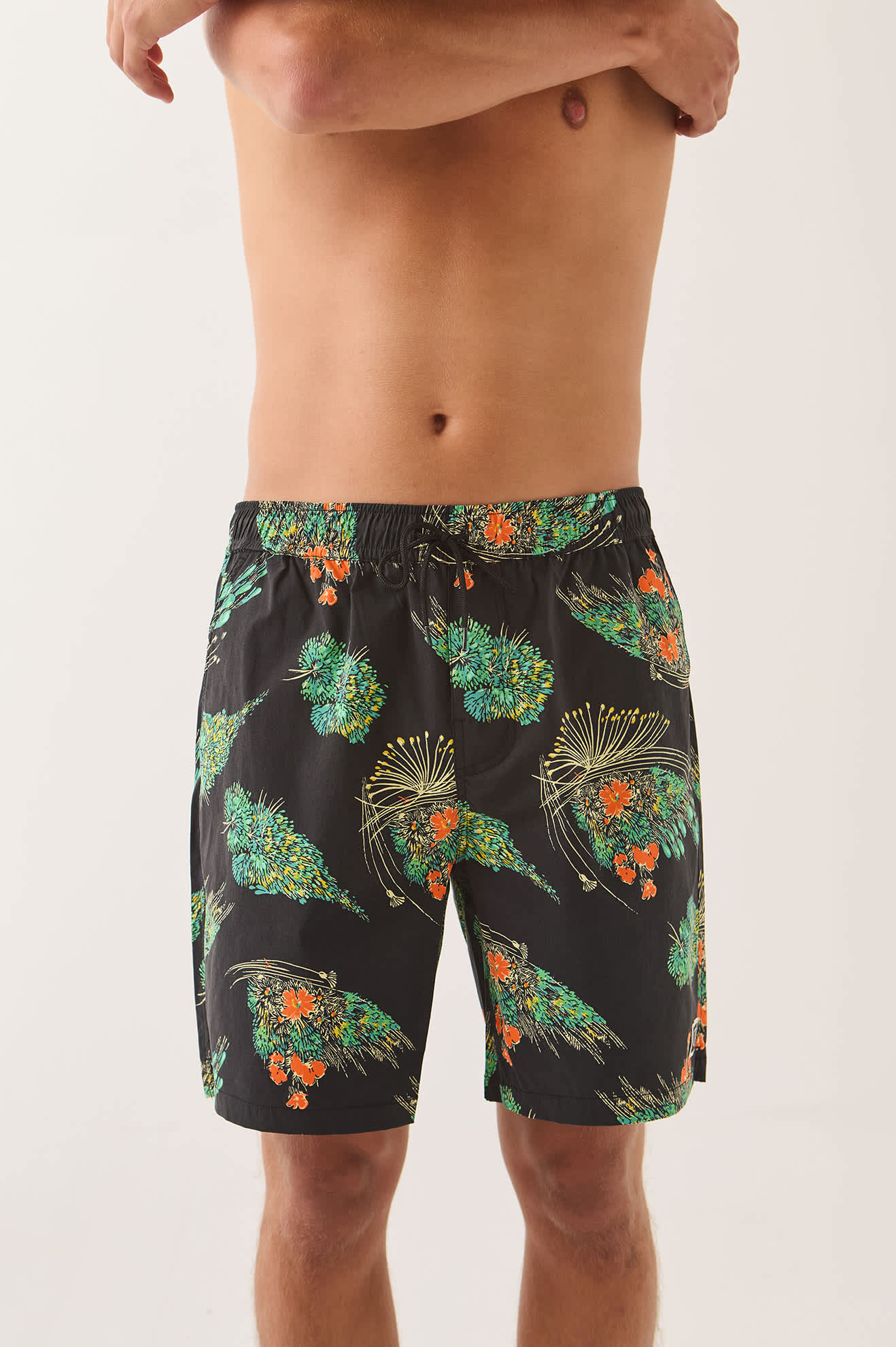 brixton-everyday-stretch-hybrid-short-7-badeshorts-black-floral image 5