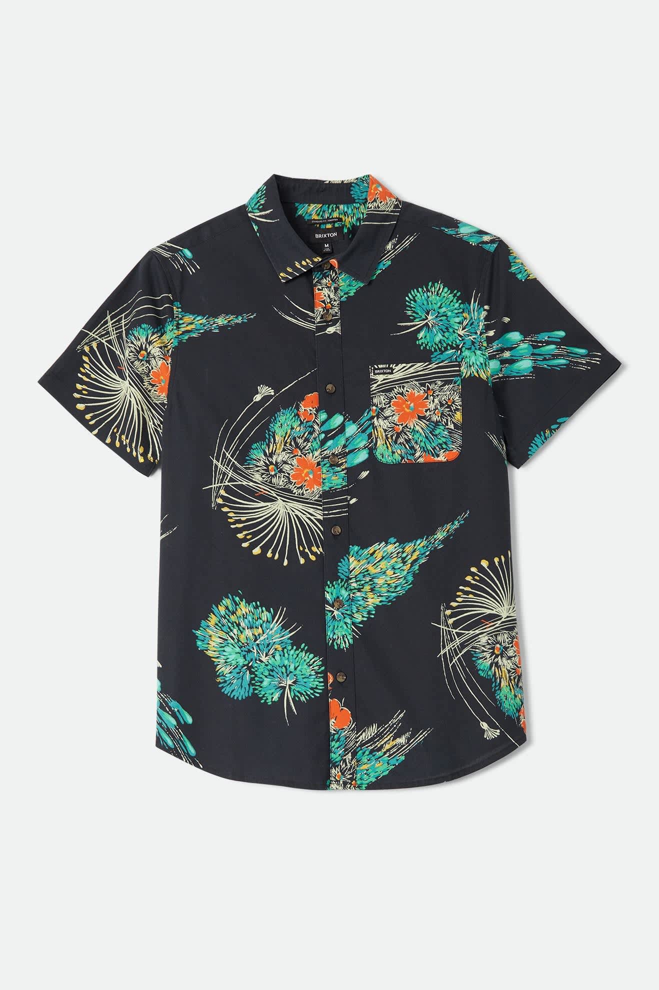 brixton-charter-print-hemd-black-floral-kurzarm image 1