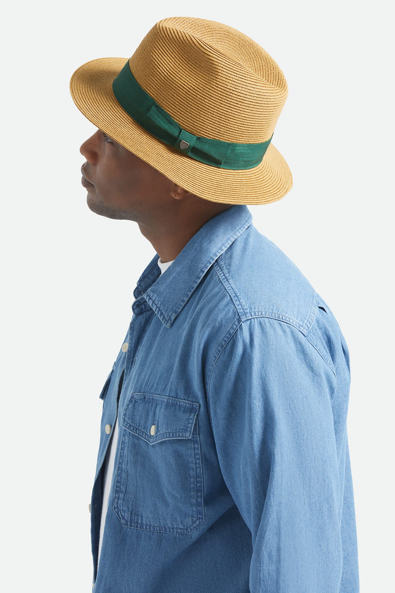 brixton-roma-straw-packable-fedora-dark-tan-primal-green image 3