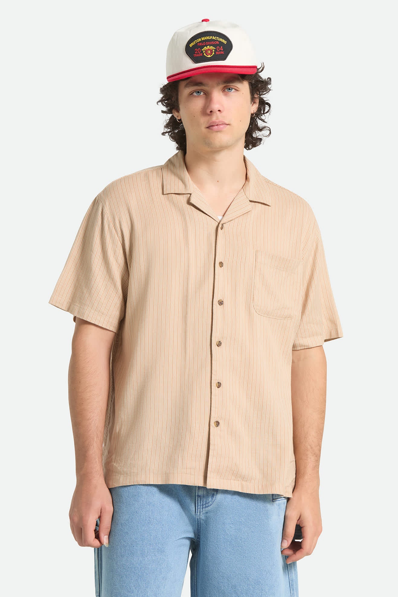 brixton-bunker-slub-kurzarmhemd-italian-clay-stripe image 2