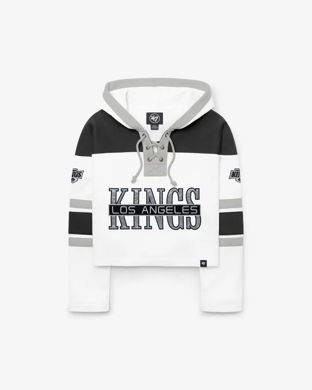 47-brand-lacer-kings-hoodie-damen-white-wash-cropped image 1