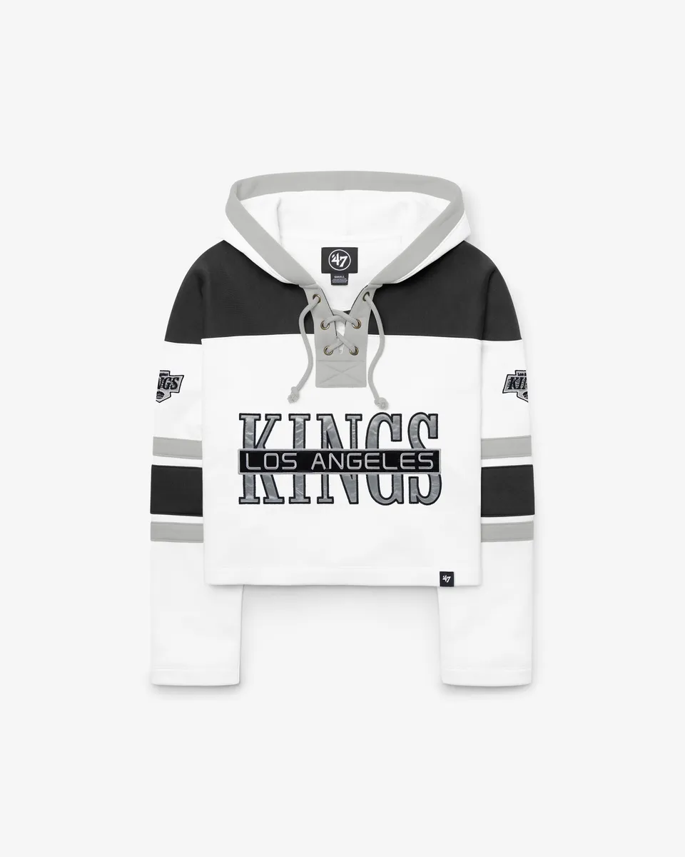 47-brand-lacer-kings-hoodie-damen-white-wash-cropped image 1