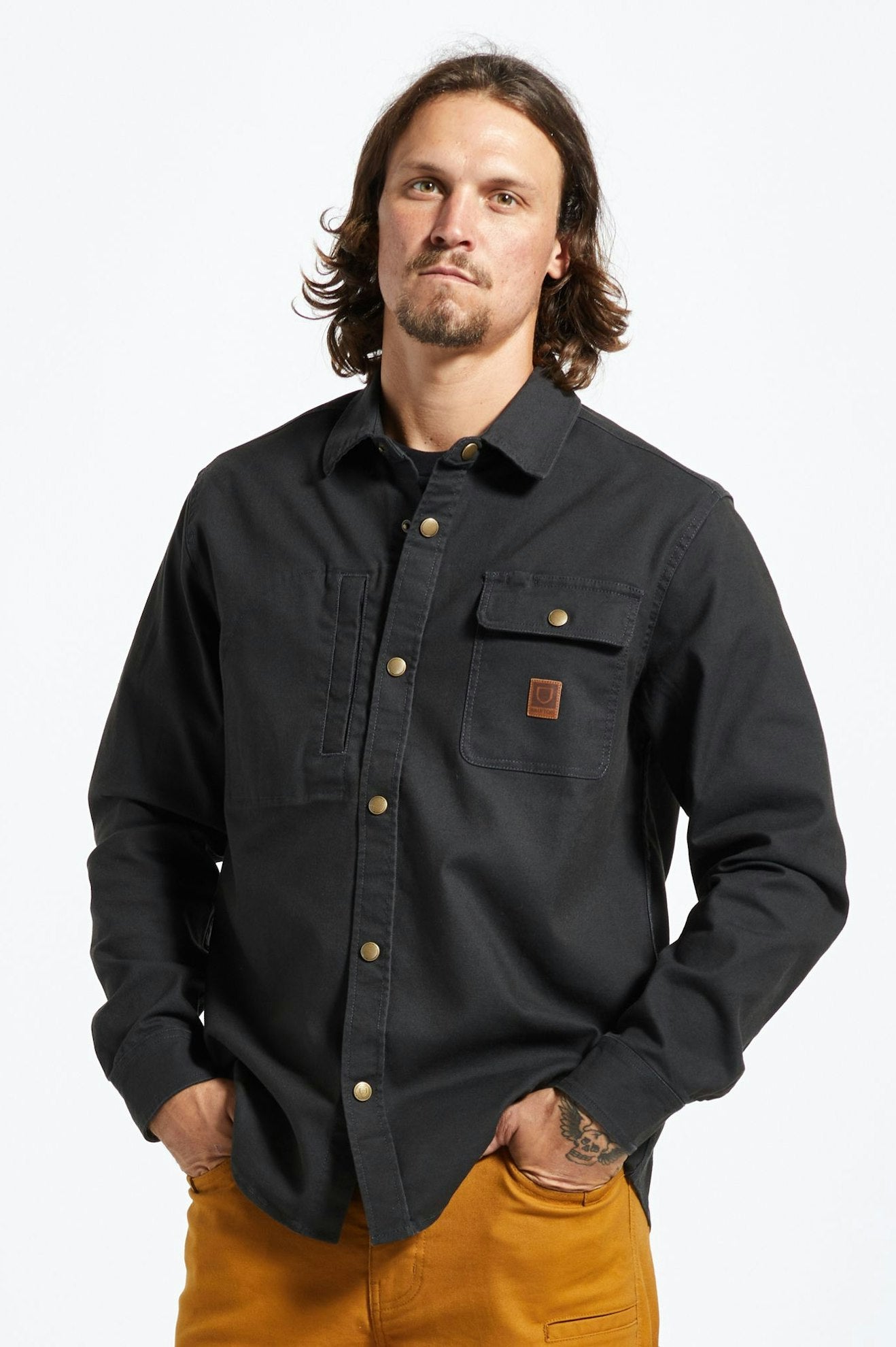brixton-builders-stretch-overshirt-herren-schwarz-canvas image 4