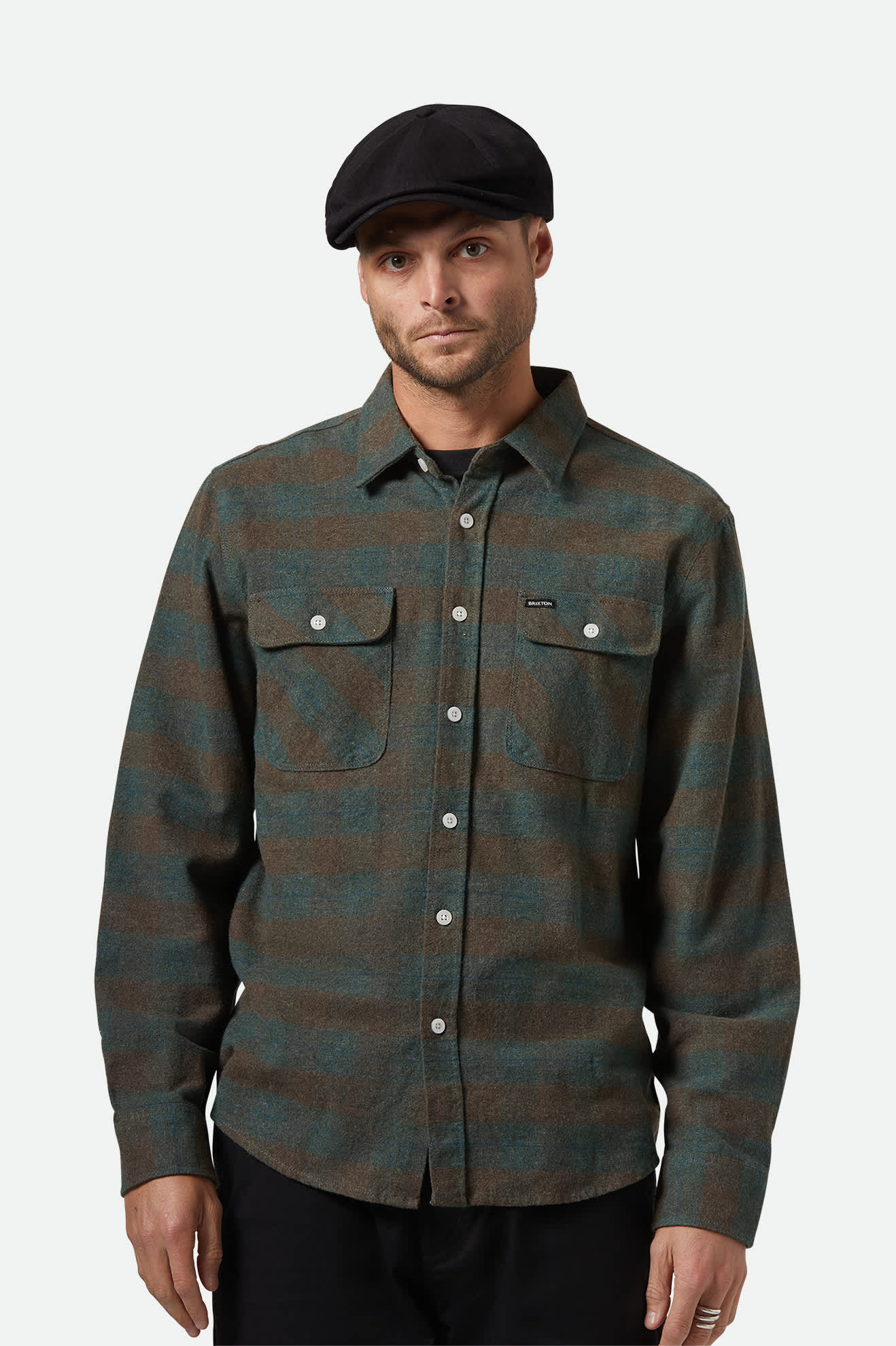 brixton-bowery-flanellhemd-ocean-blau-kariert image 2