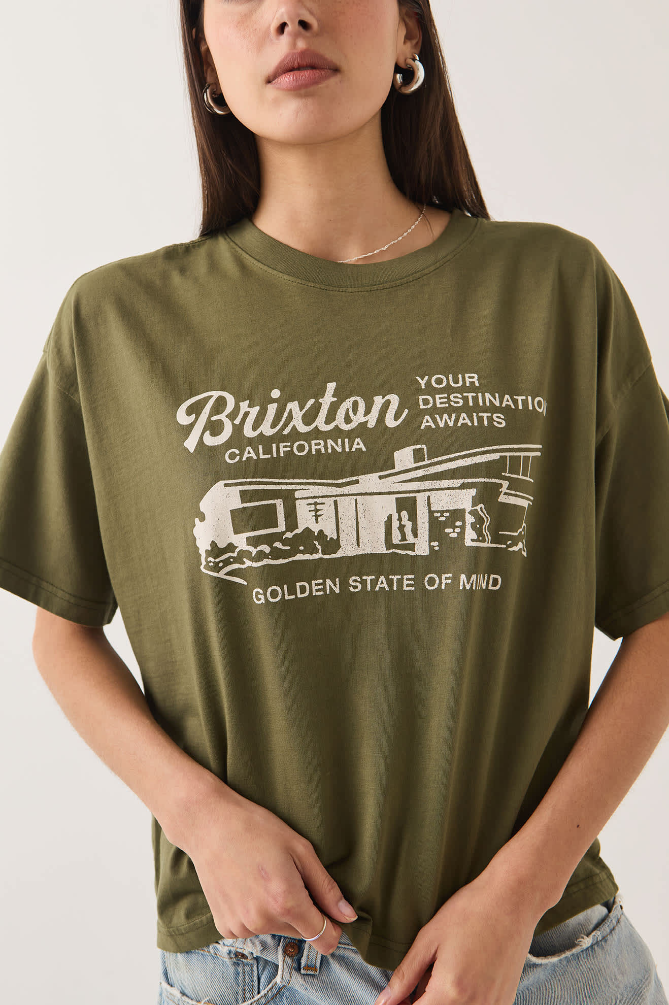 brixton-destination-boxy-crop-top-dunkeloliv-baumwolle image 5