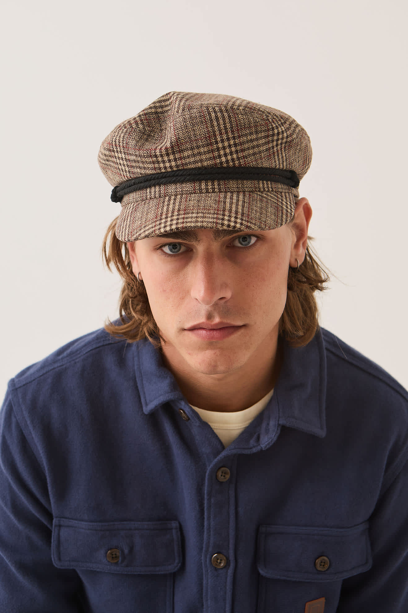brixton-fiddler-fisherman-cap-schieberm-tze-kariert-braun image 2