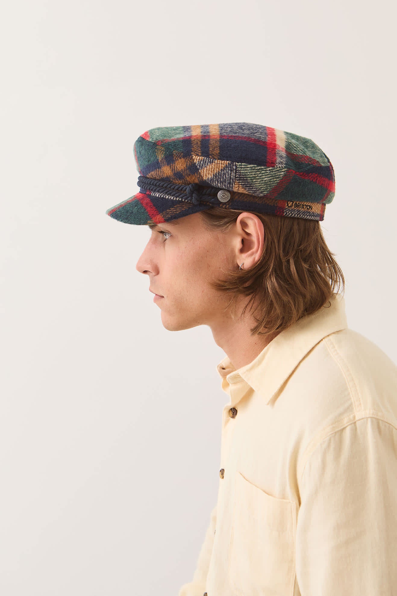brixton-fiddler-fisherman-cap-navy-karo-docker-cap image 3