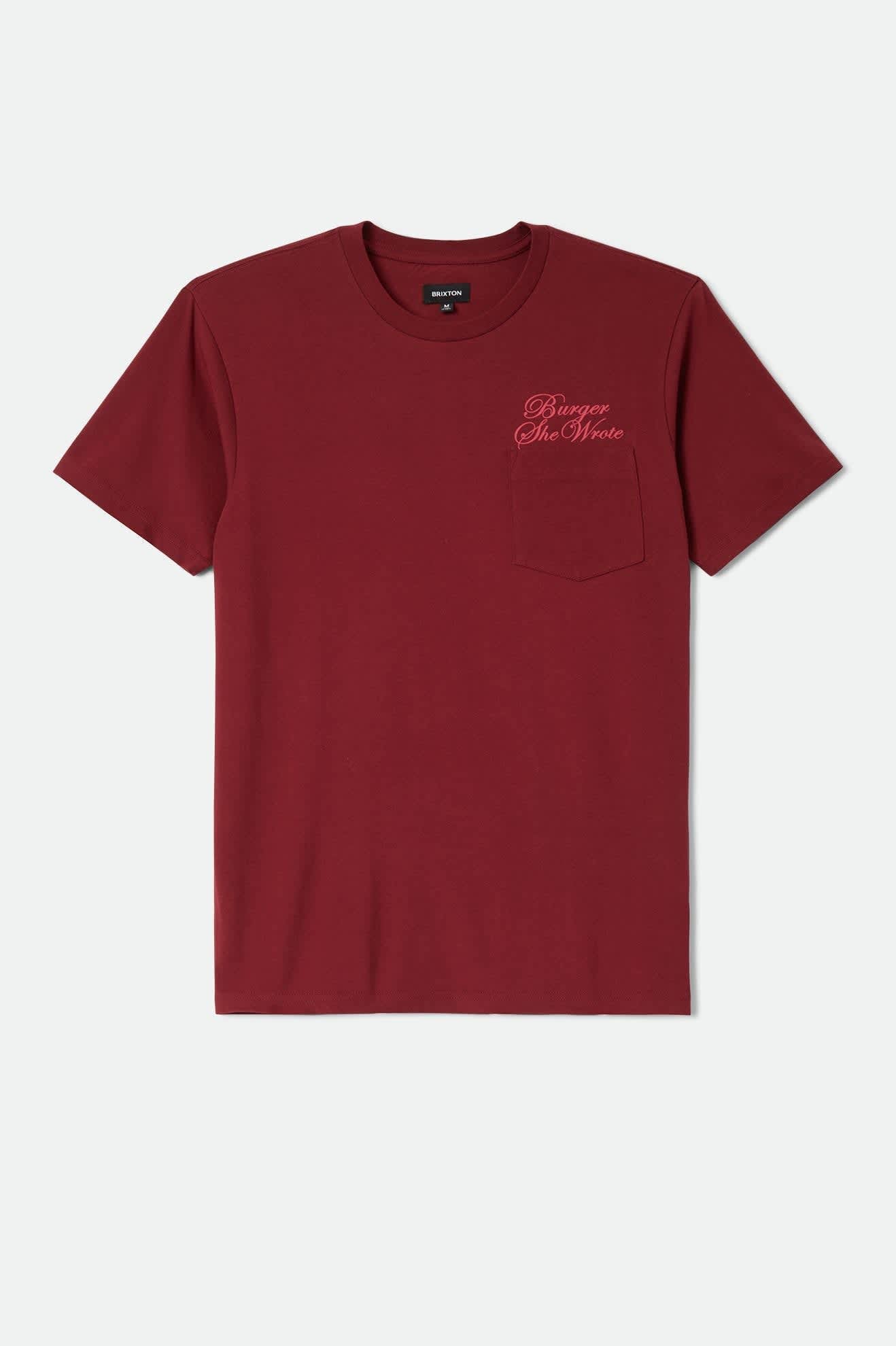 brixton-burger-she-wrote-pocket-t-shirt-burgundy-baumwolle image 1