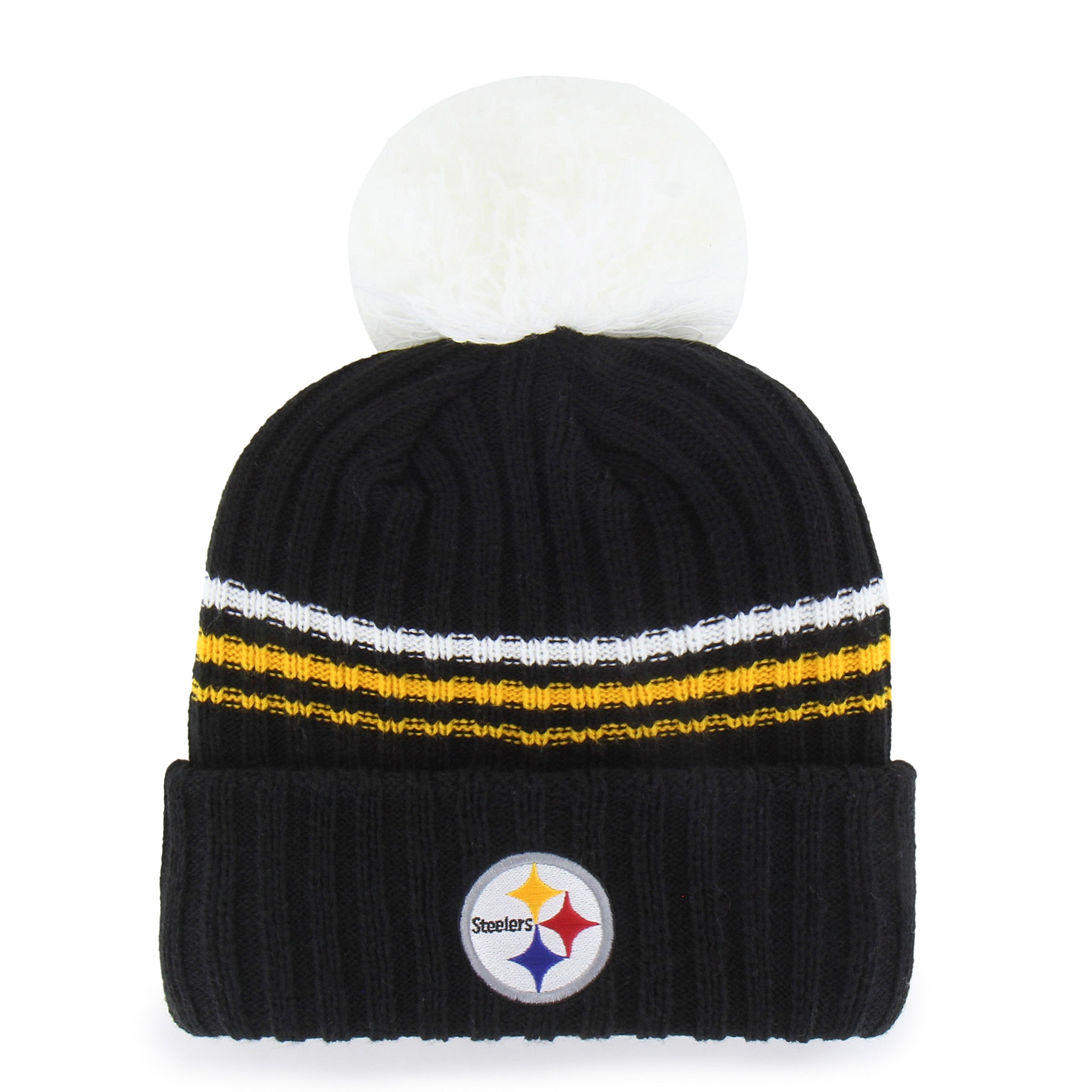 47-cuff-knit-fuzzy-script-steelers-m-tze-schwarz-mit-bommel image 2