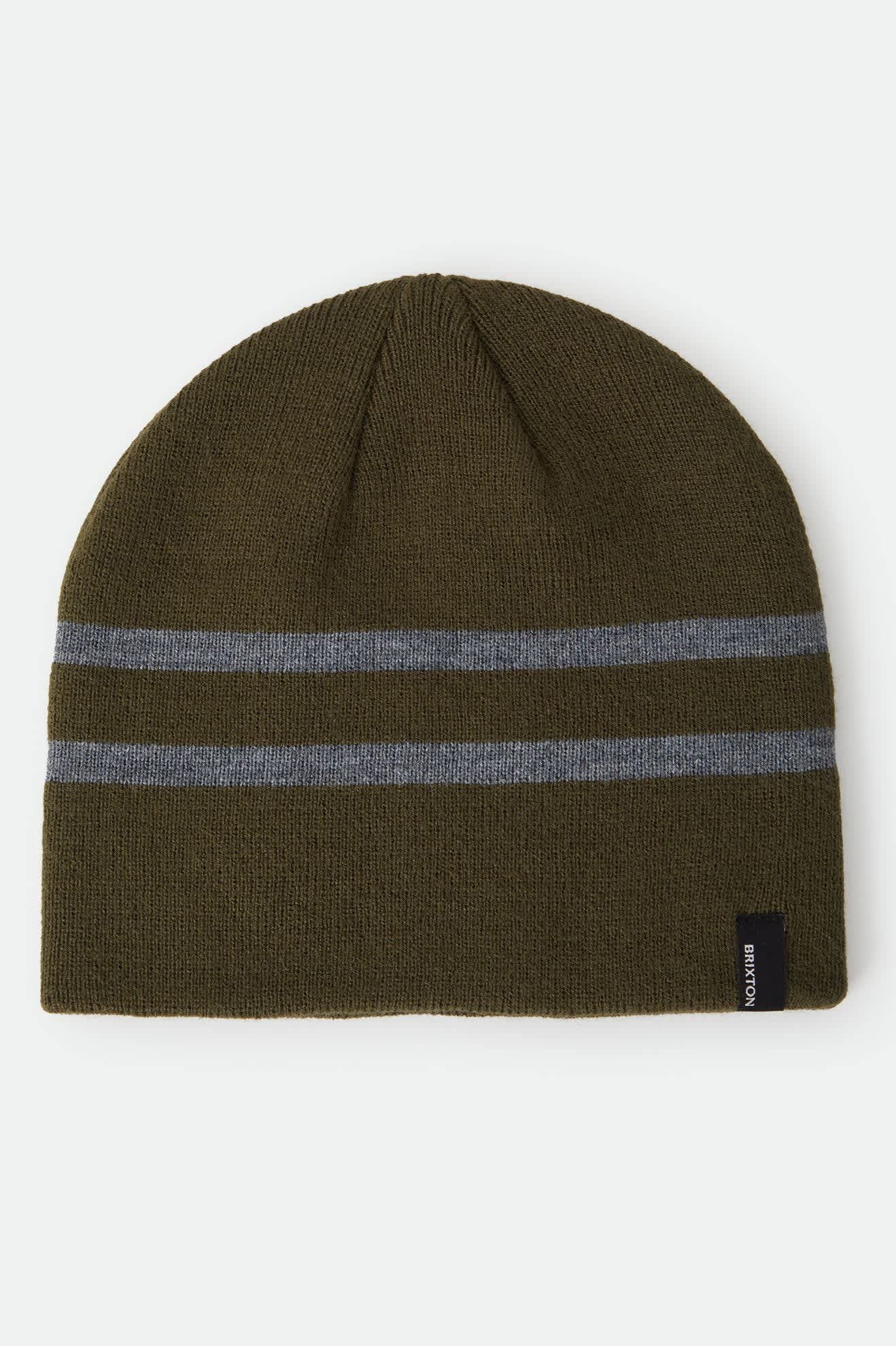 brixton-skully-beanie-dark-olive-heather-grey-stripe-acryl image 1