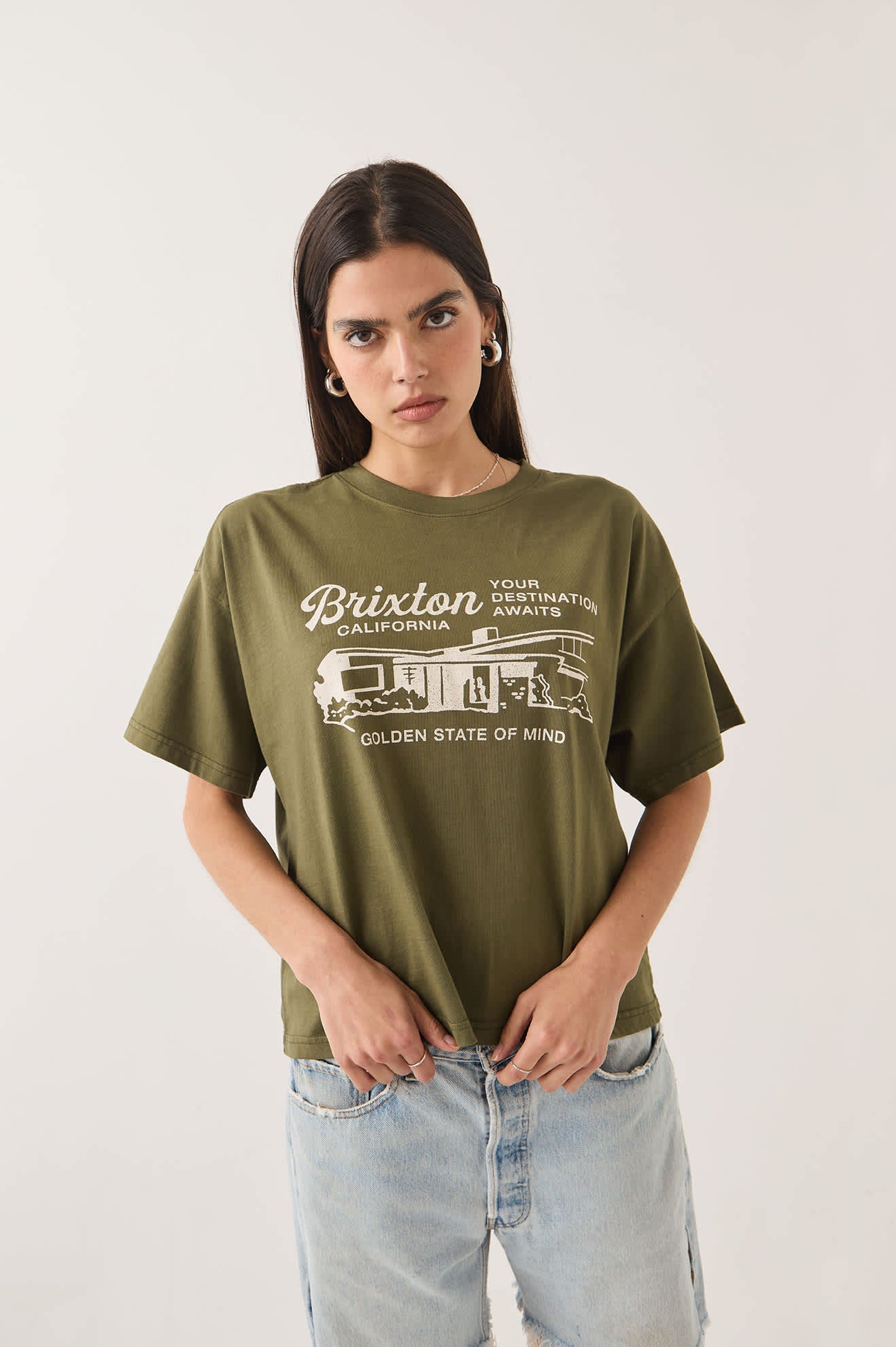 brixton-destination-boxy-crop-top-dunkeloliv-baumwolle image 6