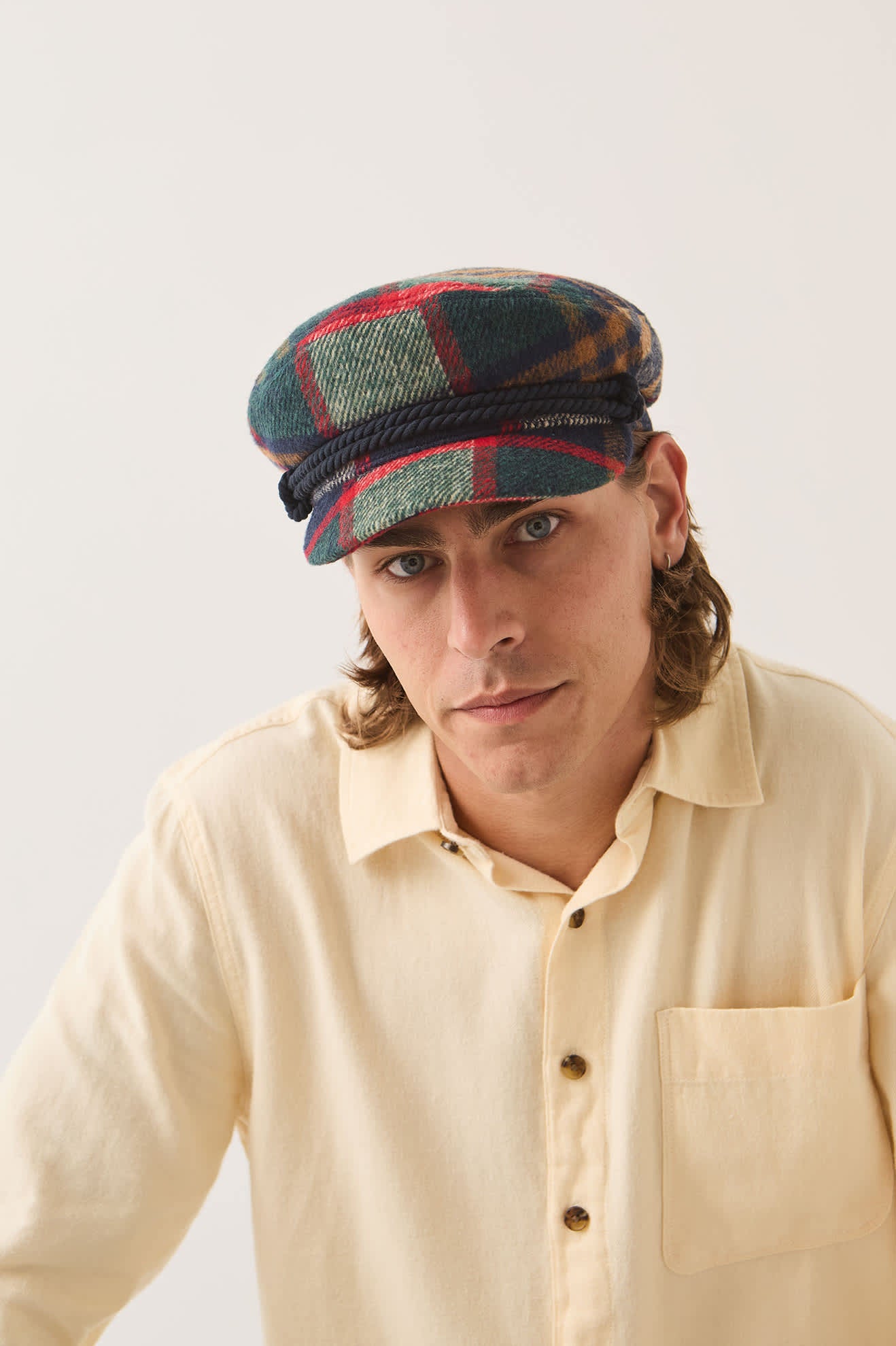 brixton-fiddler-fisherman-cap-navy-karo-docker-cap image 2
