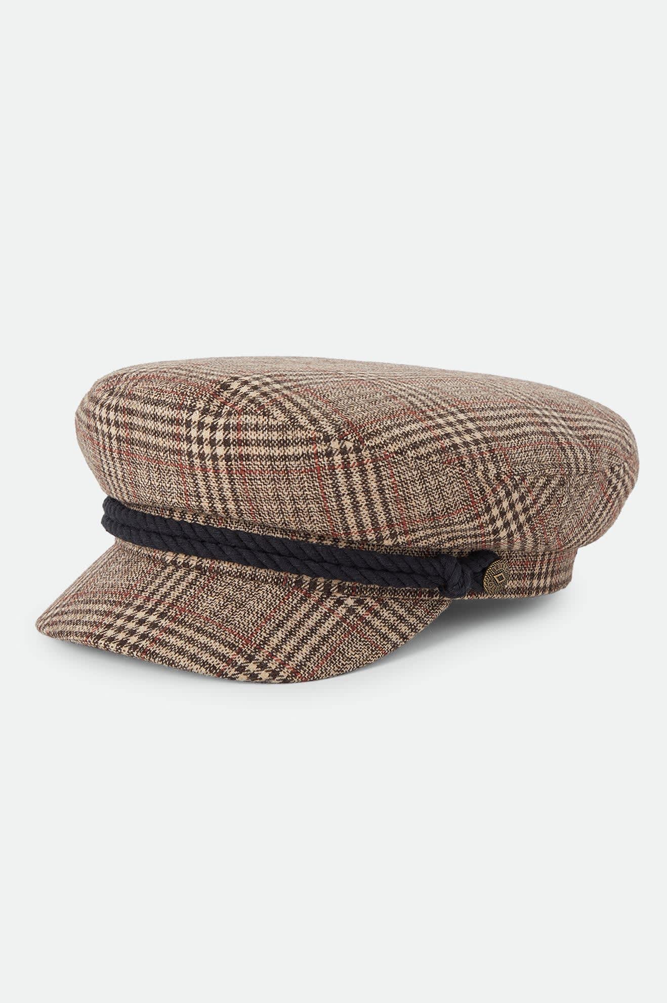 brixton-fiddler-fisherman-cap-schieberm-tze-kariert-braun image 1