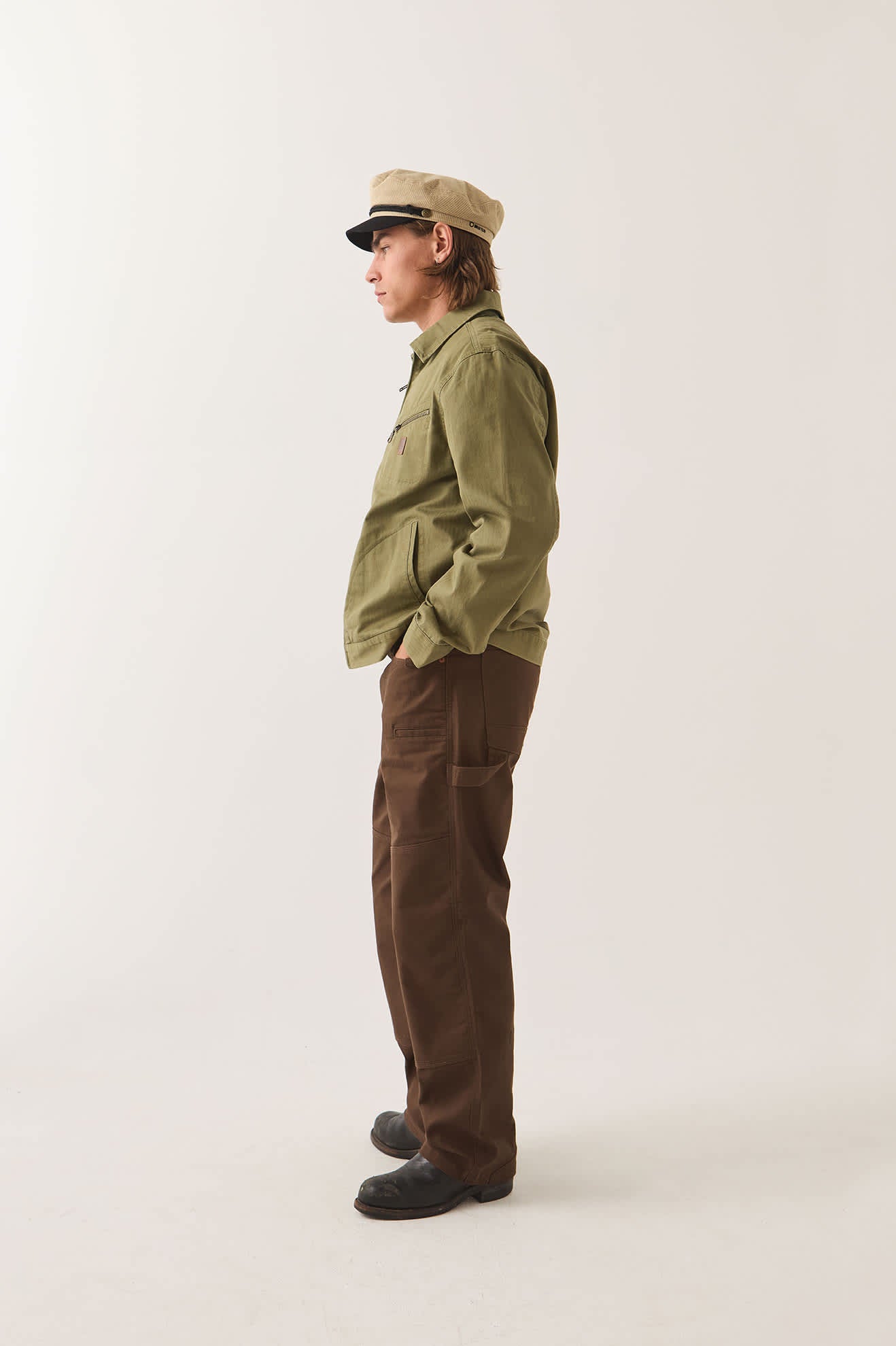 brixton-mechanic-garage-zip-jacke-olive-surplus-canvas image 3