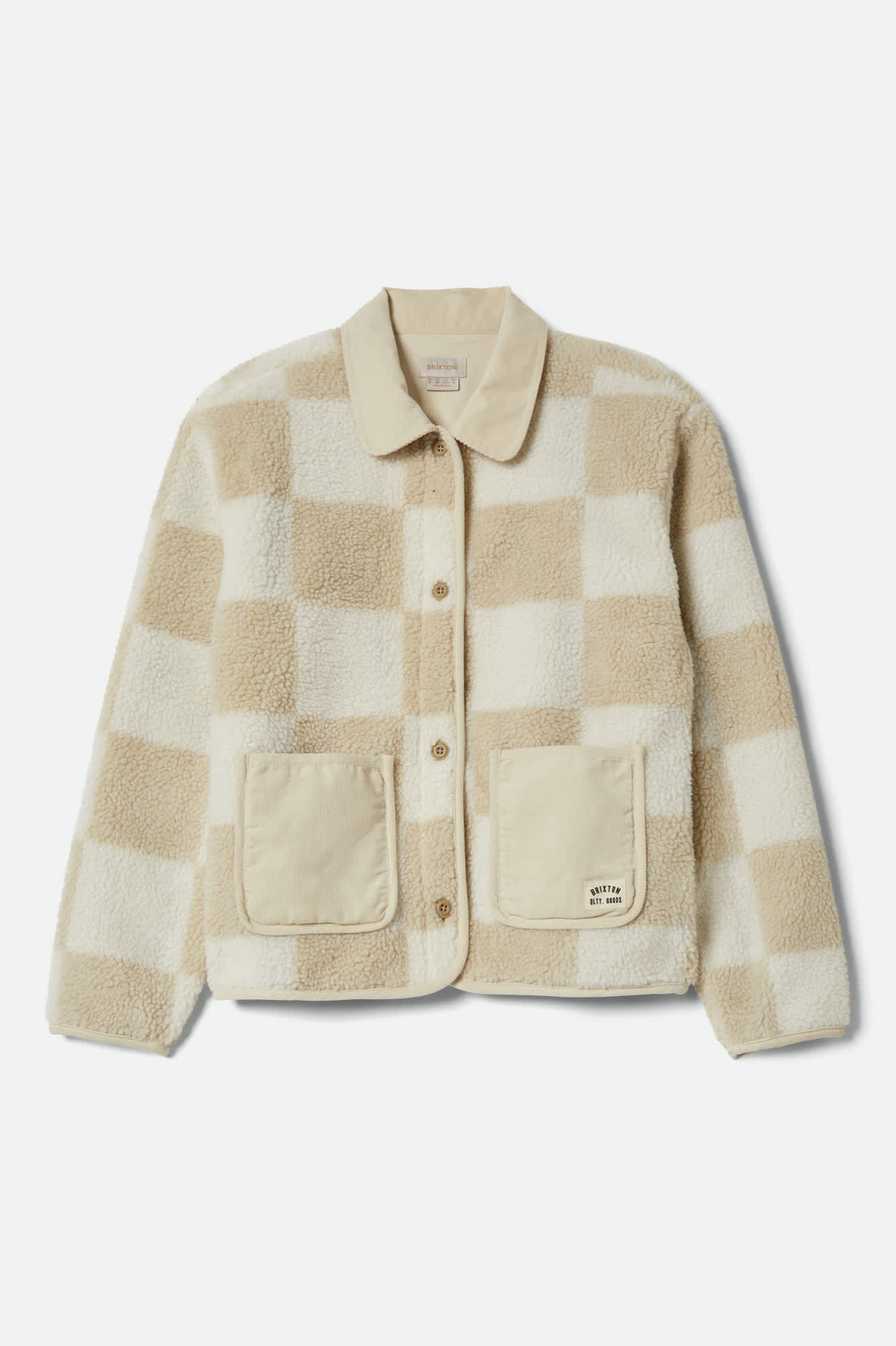 brixton-delilah-sherpa-jacke-white-natural-checker image 1