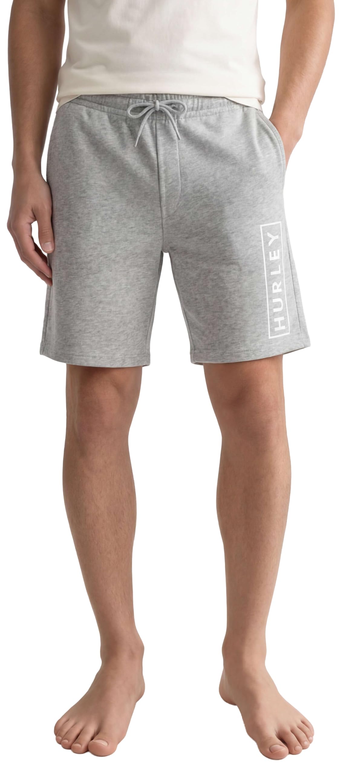 hurley-boxed-logo-fleece-shorts-herren-sweatshorts-grau-l image 1